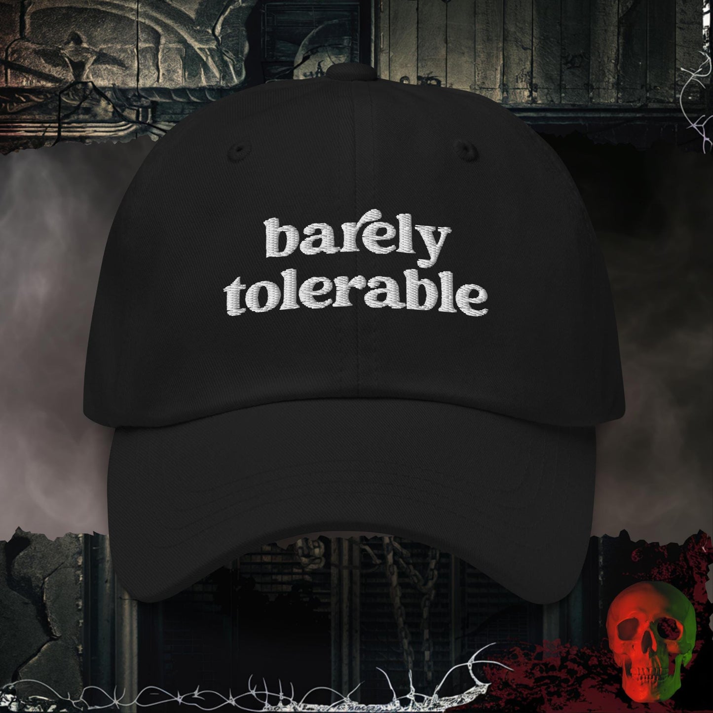 Hats Black Barely Tolerable Embroidered Hat