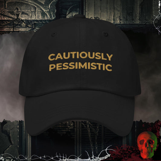 Hats Black Cautiously Pessimistic Embroidered Hat