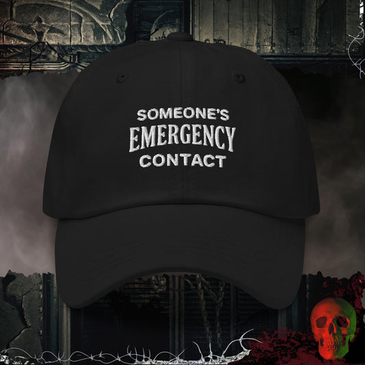 Hats Black Emergency Contact Embroidered Hat