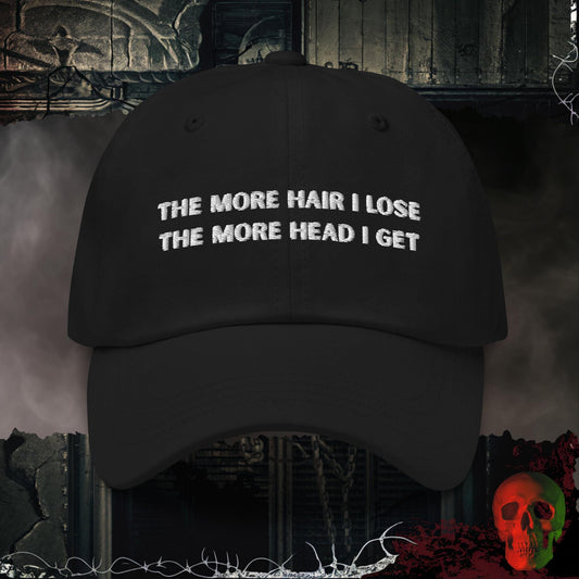Hats Black Less Hair, More Head Embroidered Hat