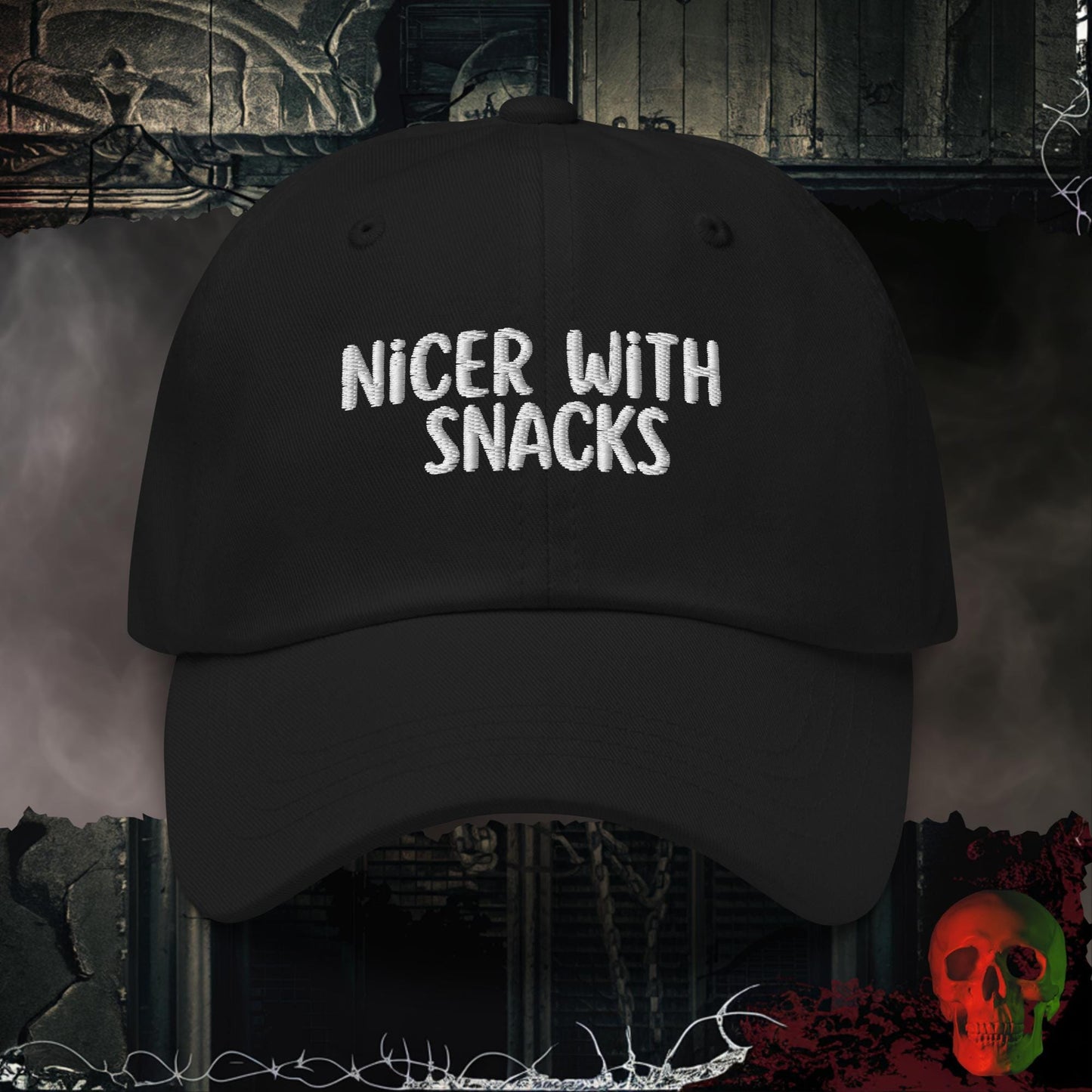 Hats Black Nicer With Snacks Embroidered Hat