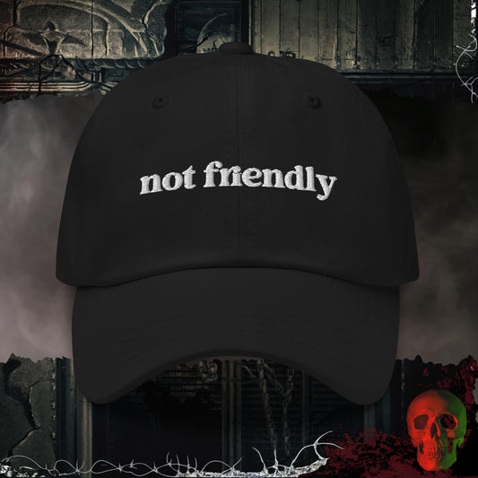 Hats Black Not Friendly Embroidered Hat