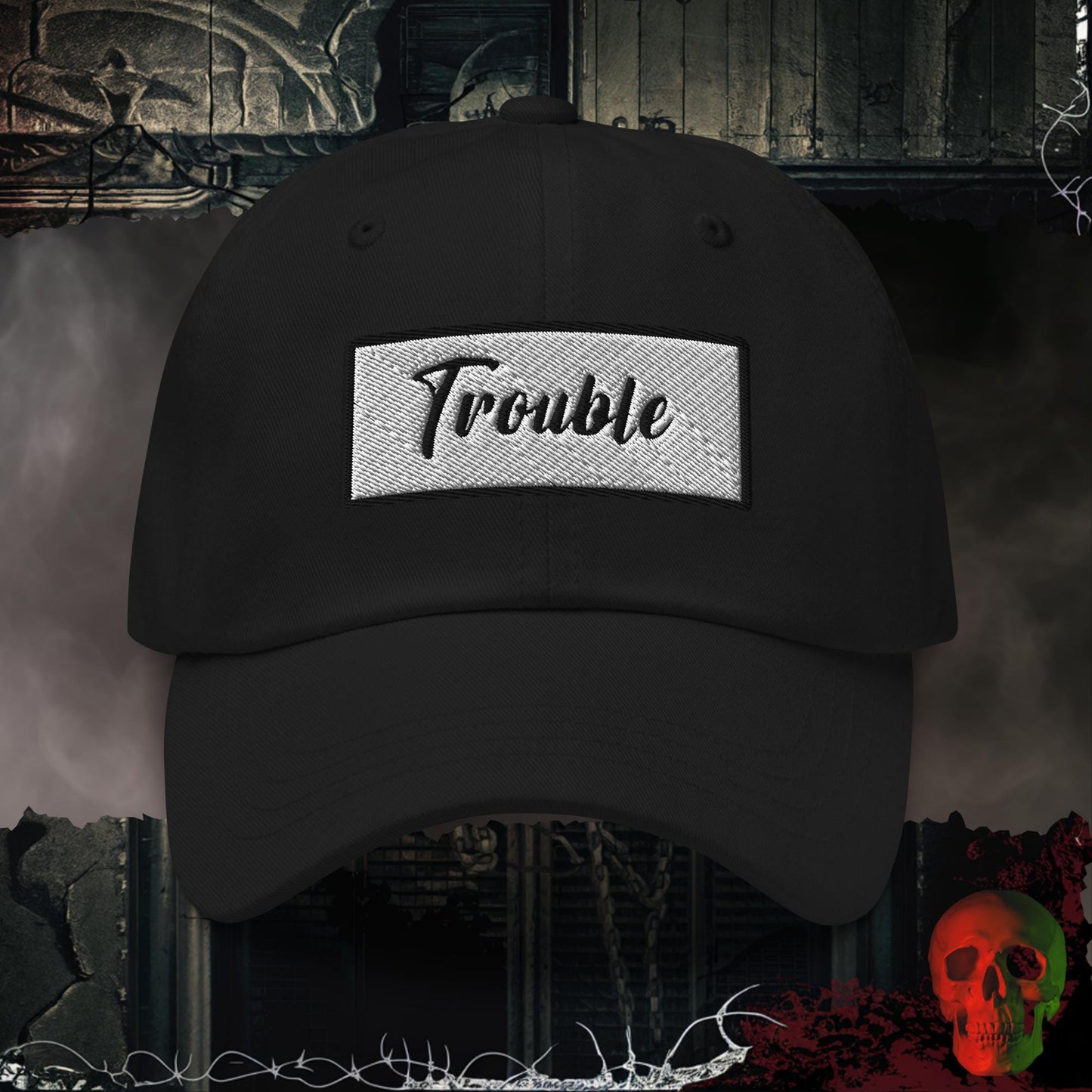 Hats Black / One size Trouble Embroidered Hat