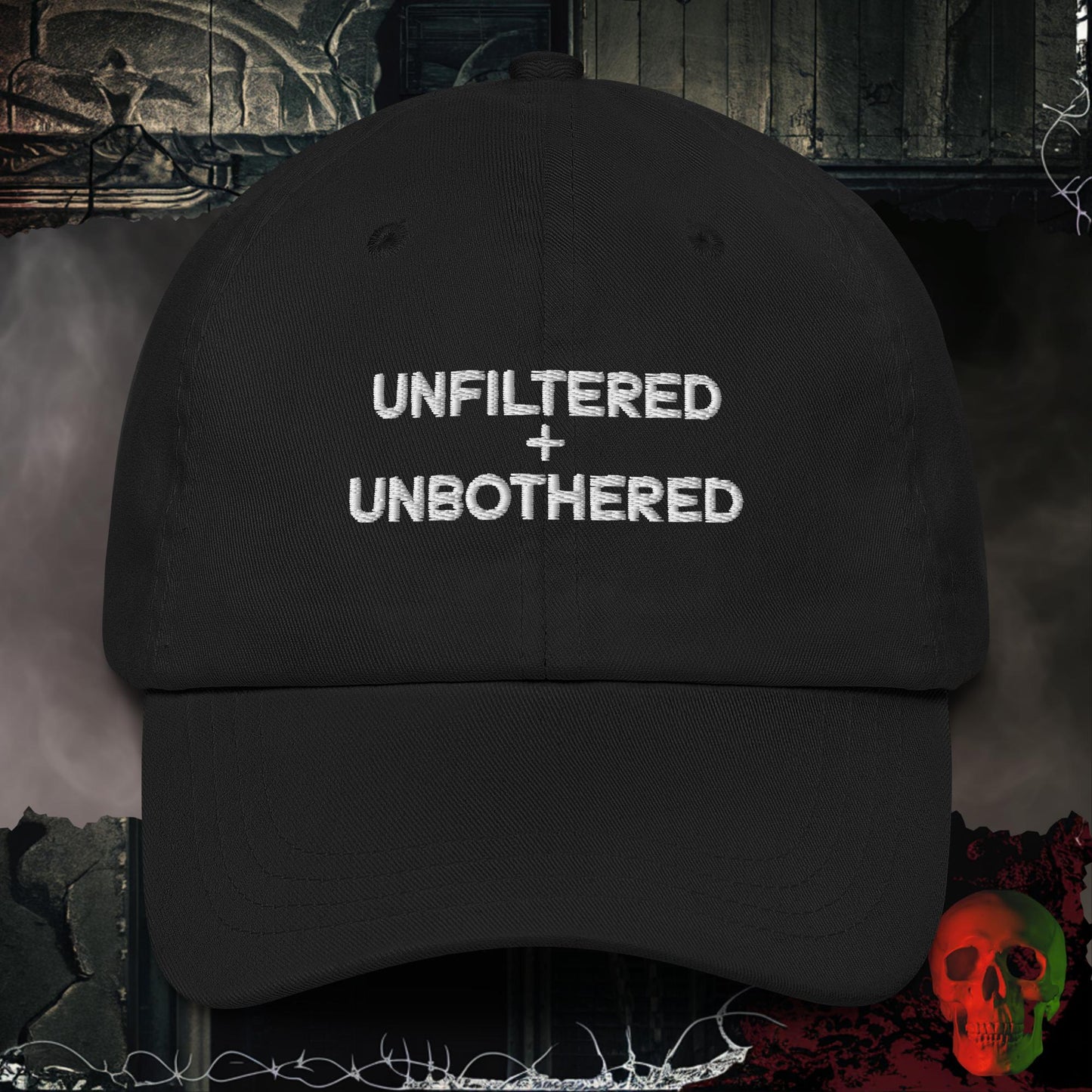 Hats Black Unfiltered + Unbothered Embroidered Hat