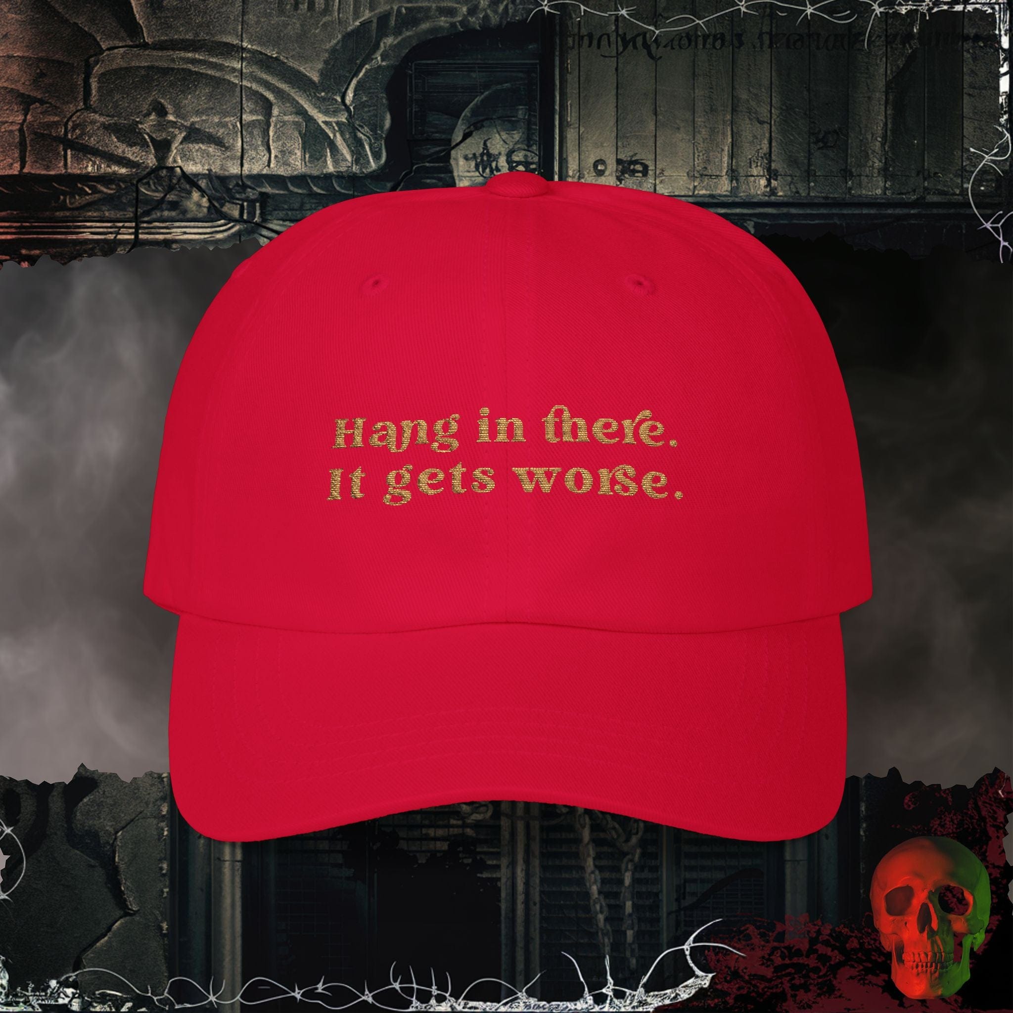Hats Cranberry / One size Hang in There Embroidered Hat