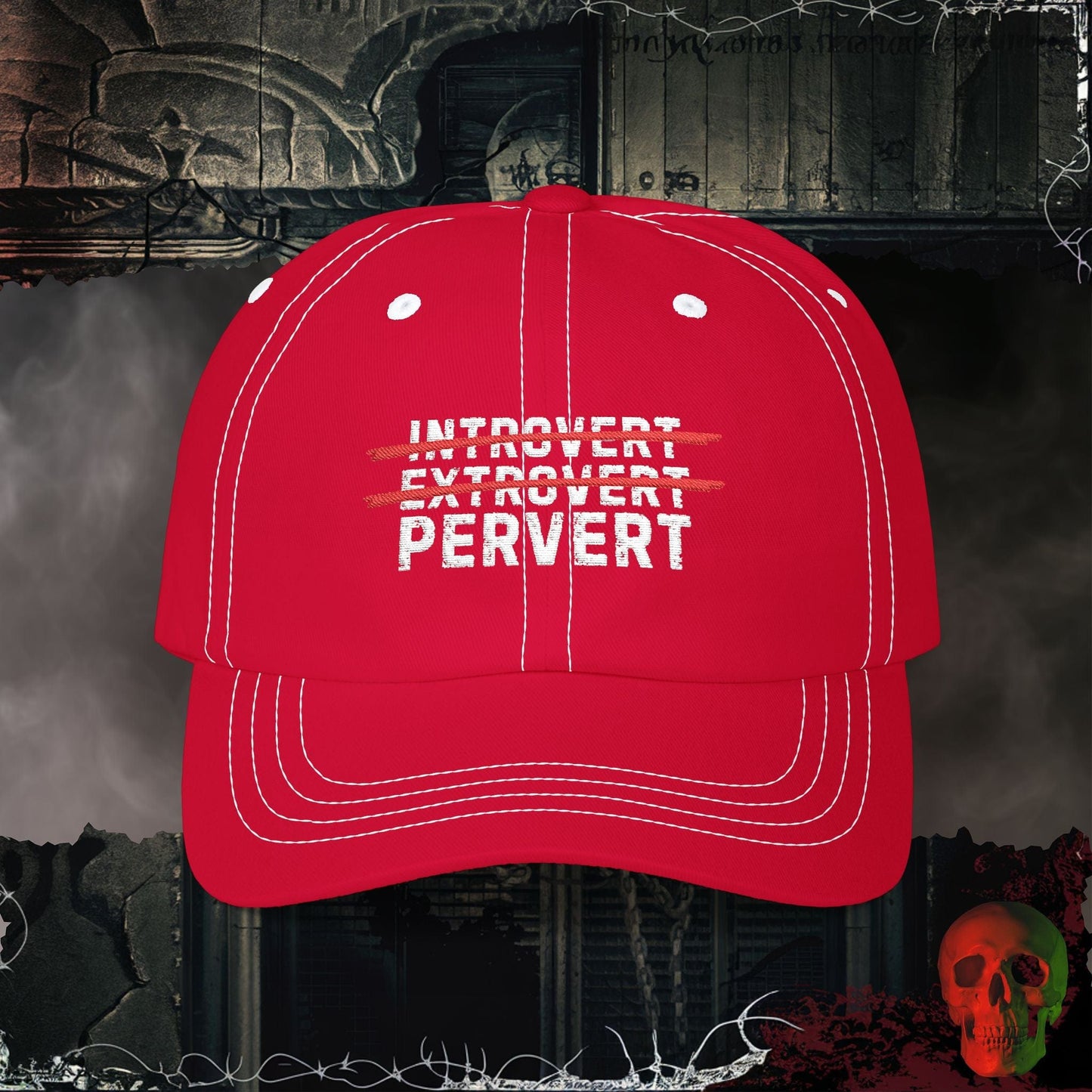 Hats Cranberry / One size Introvert or Pervert Embroidered Hat
