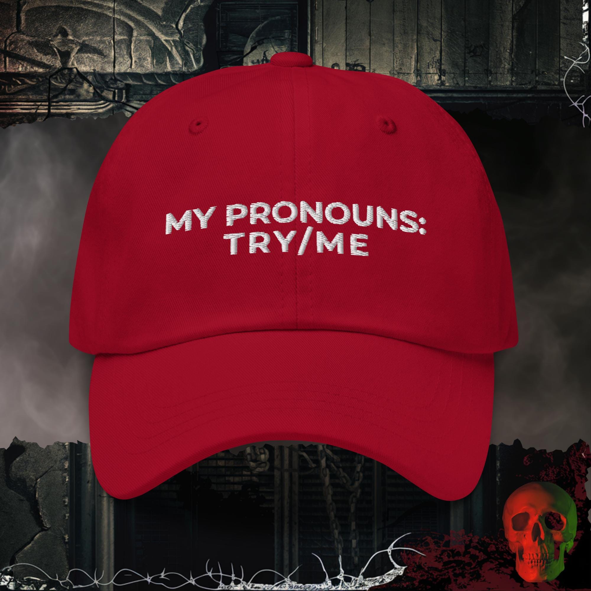 Hats Cranberry / One size Pronouns Embroidered Hat