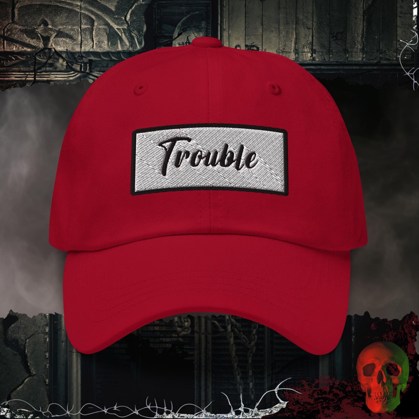 Hats Cranberry / One size Trouble Embroidered Hat