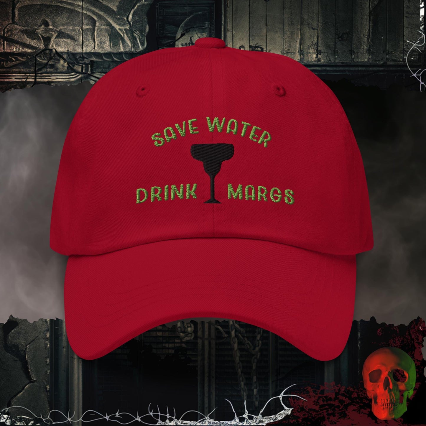 Hats Cranberry Save Water Drink Margs Embroidered Hat