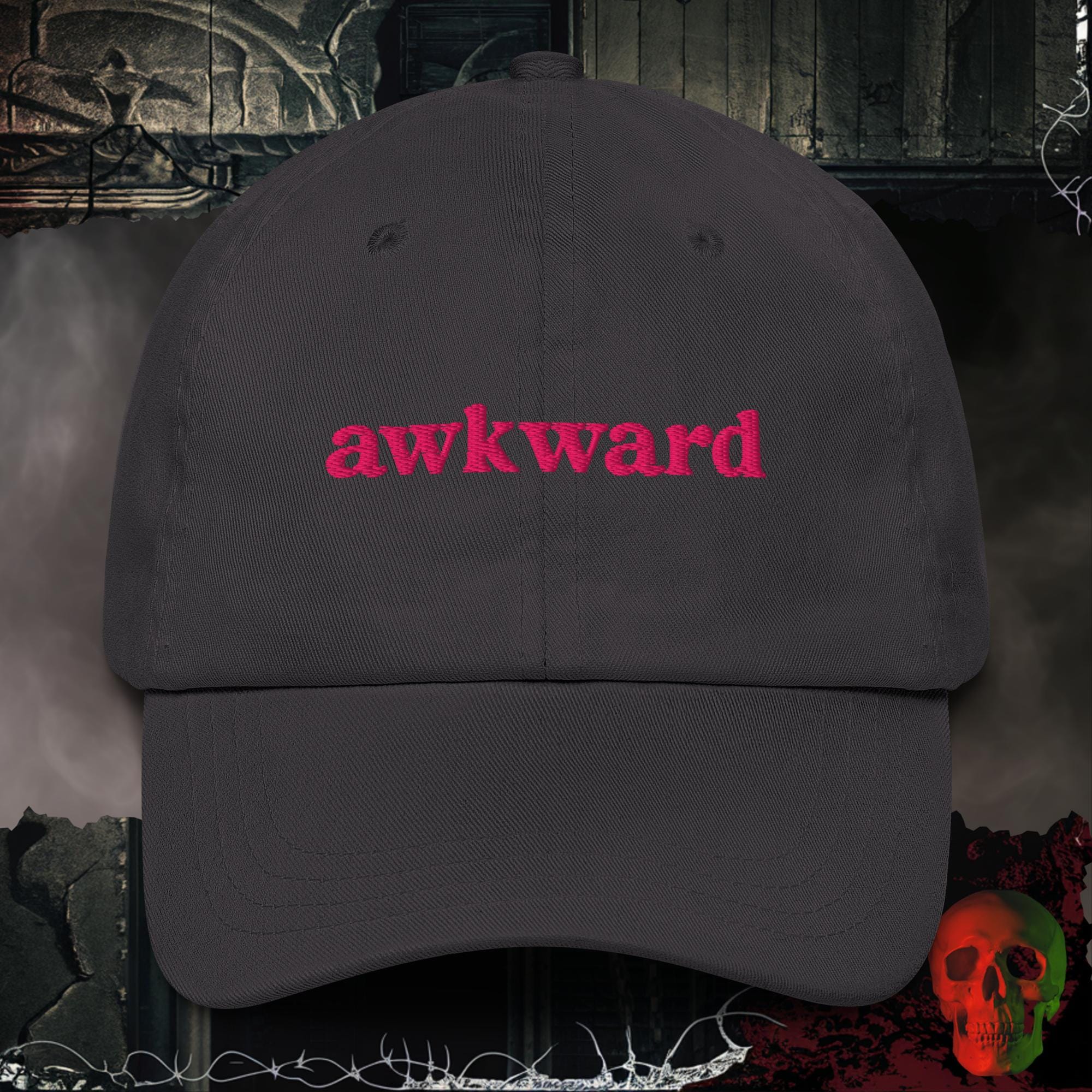 Hats Dark Grey Awkward Embroidered Hat