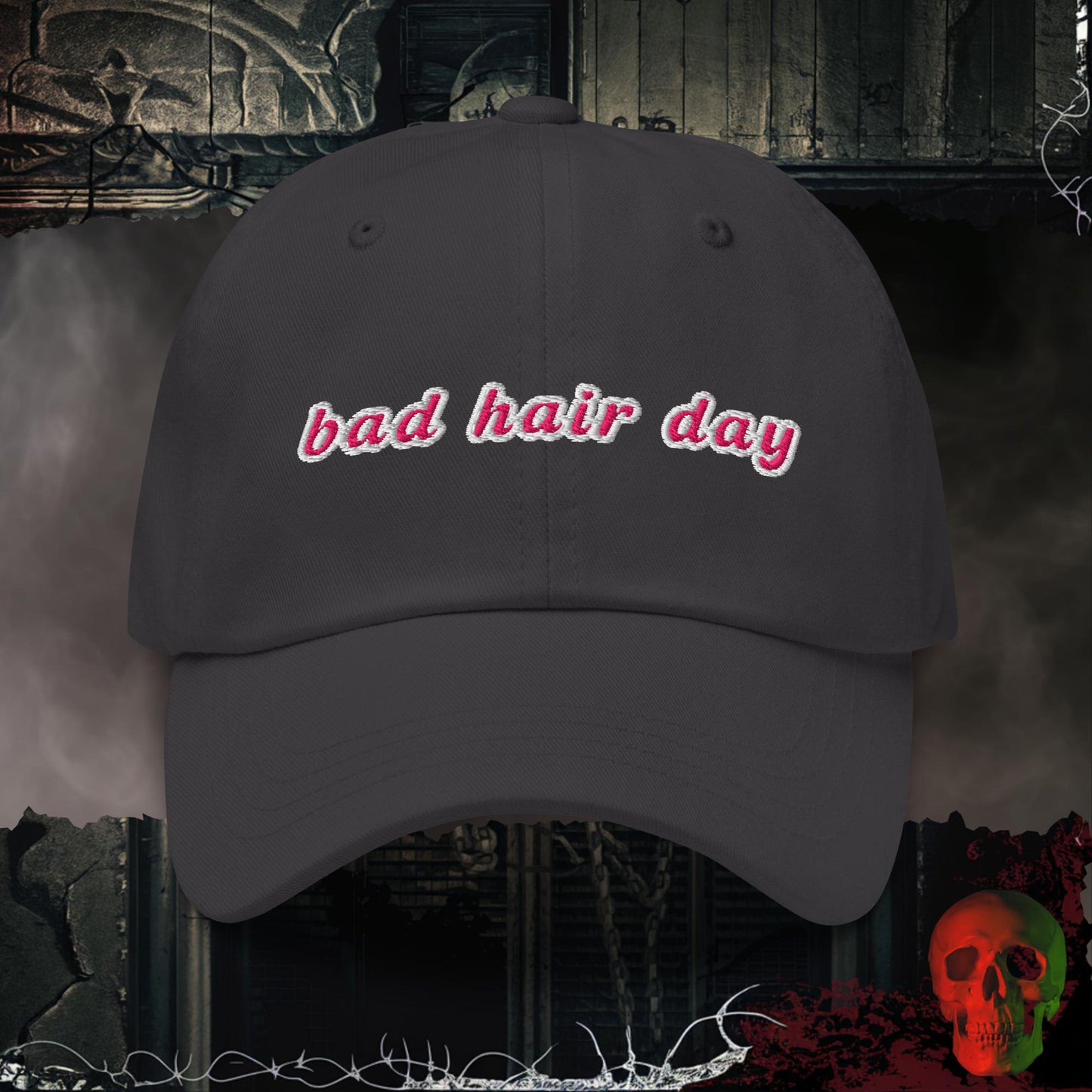 Hats Dark Grey Bad Hair Day Embroidered Hat
