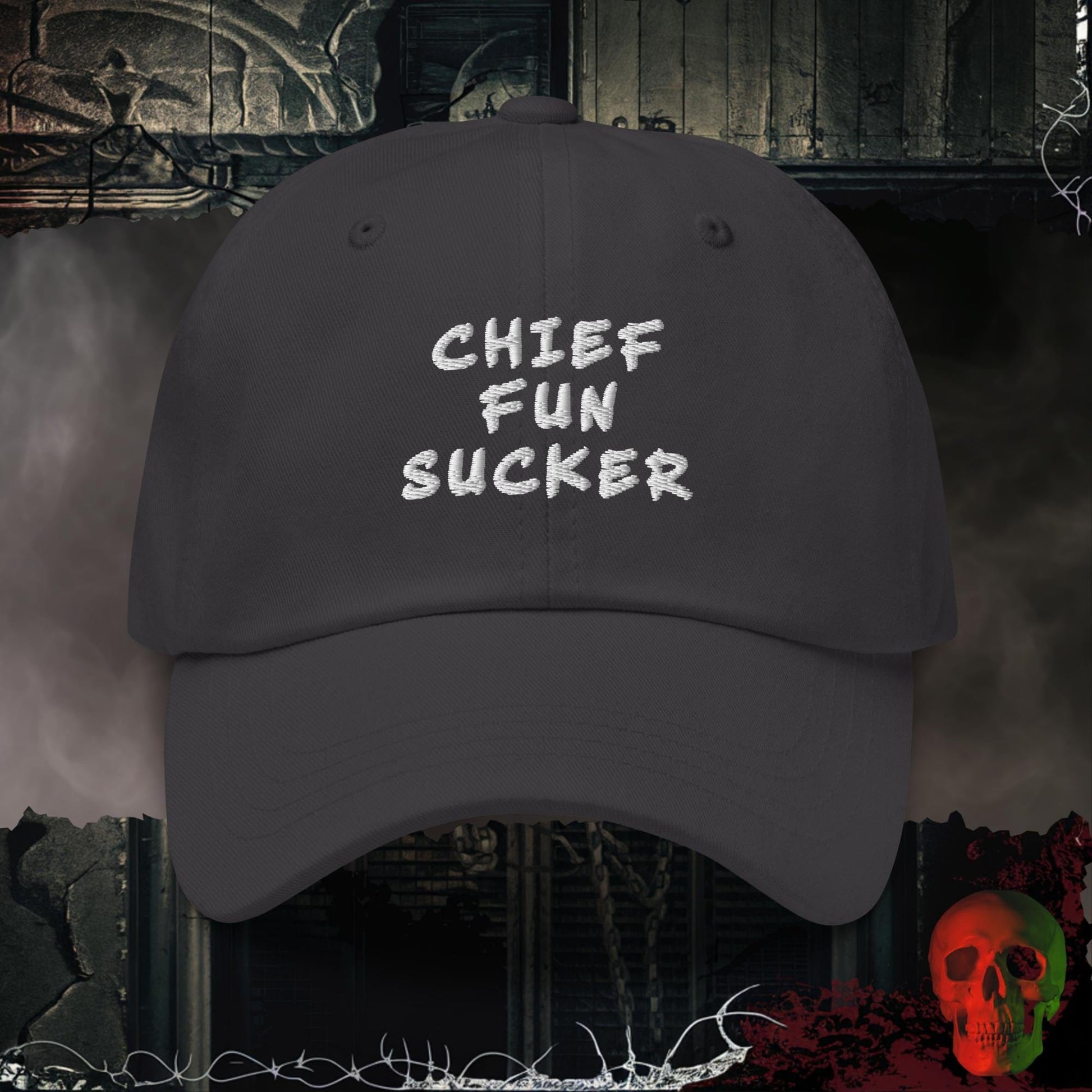 Hats Dark Grey Chief Fun Sucker Embroidered Hat
