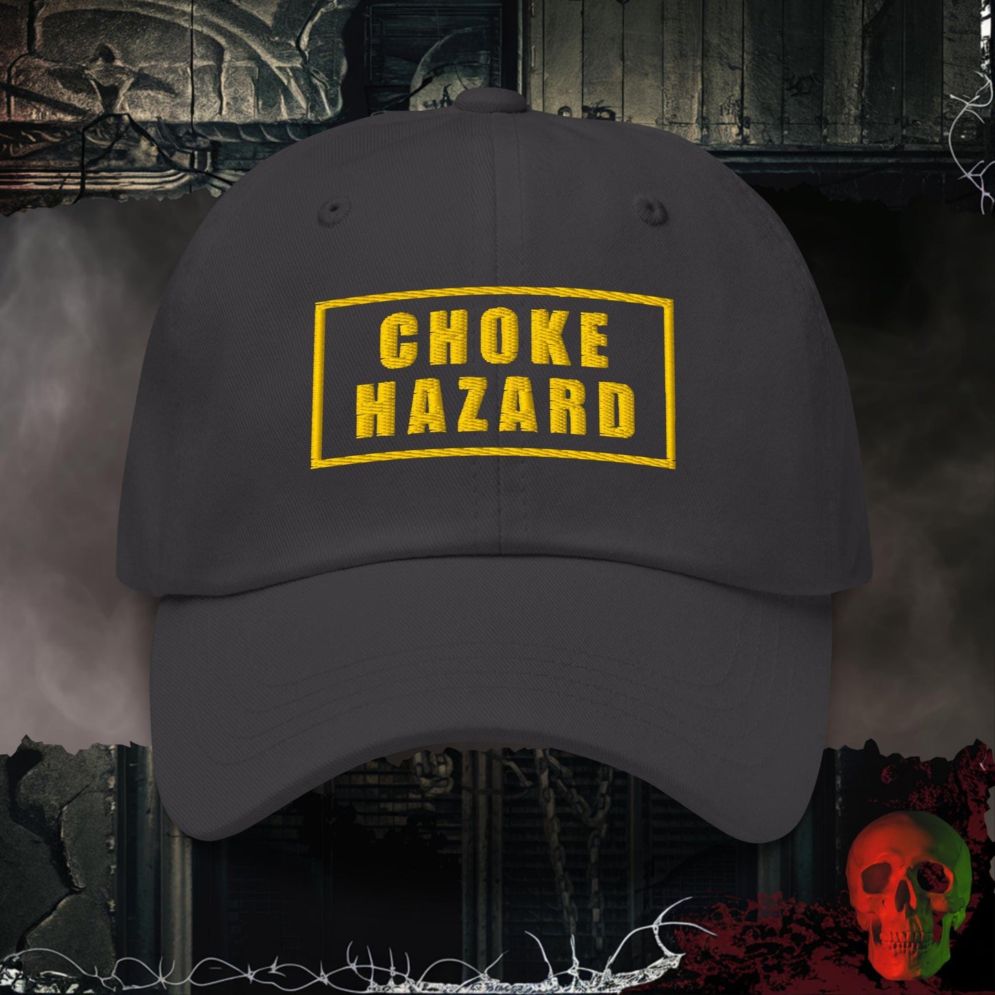 Hats Dark Grey Choke Hazard Embroidered Hat