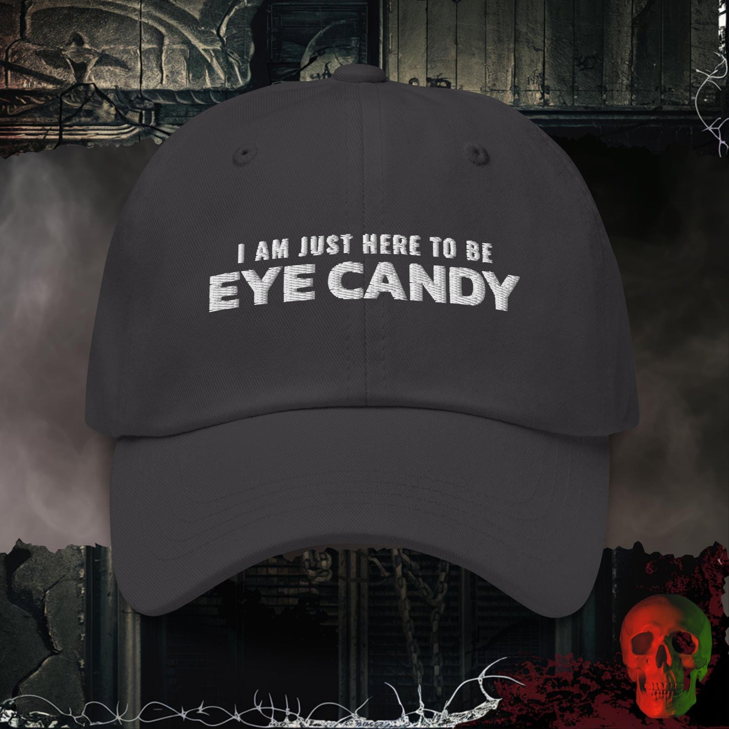 Hats Dark Grey Eye Candy Embroidered Hat
