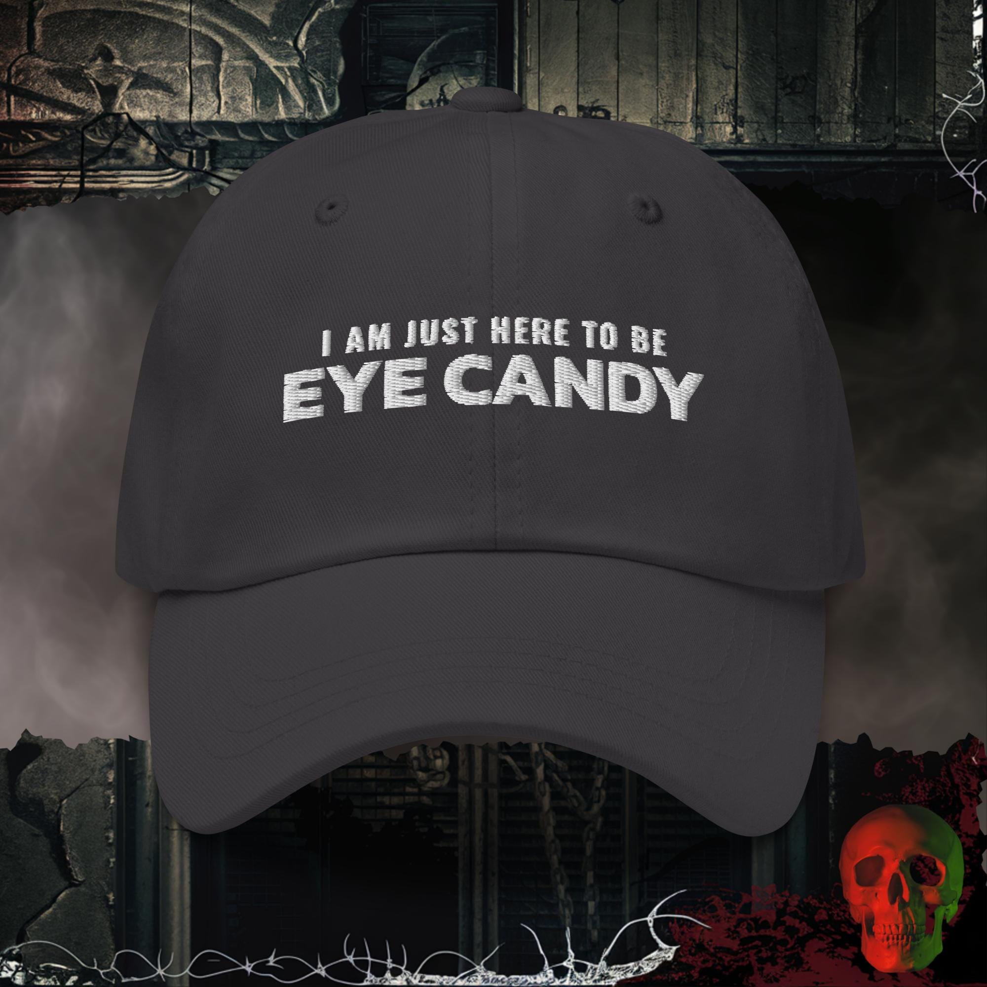 Hats Dark Grey Eye Candy Embroidered Hat