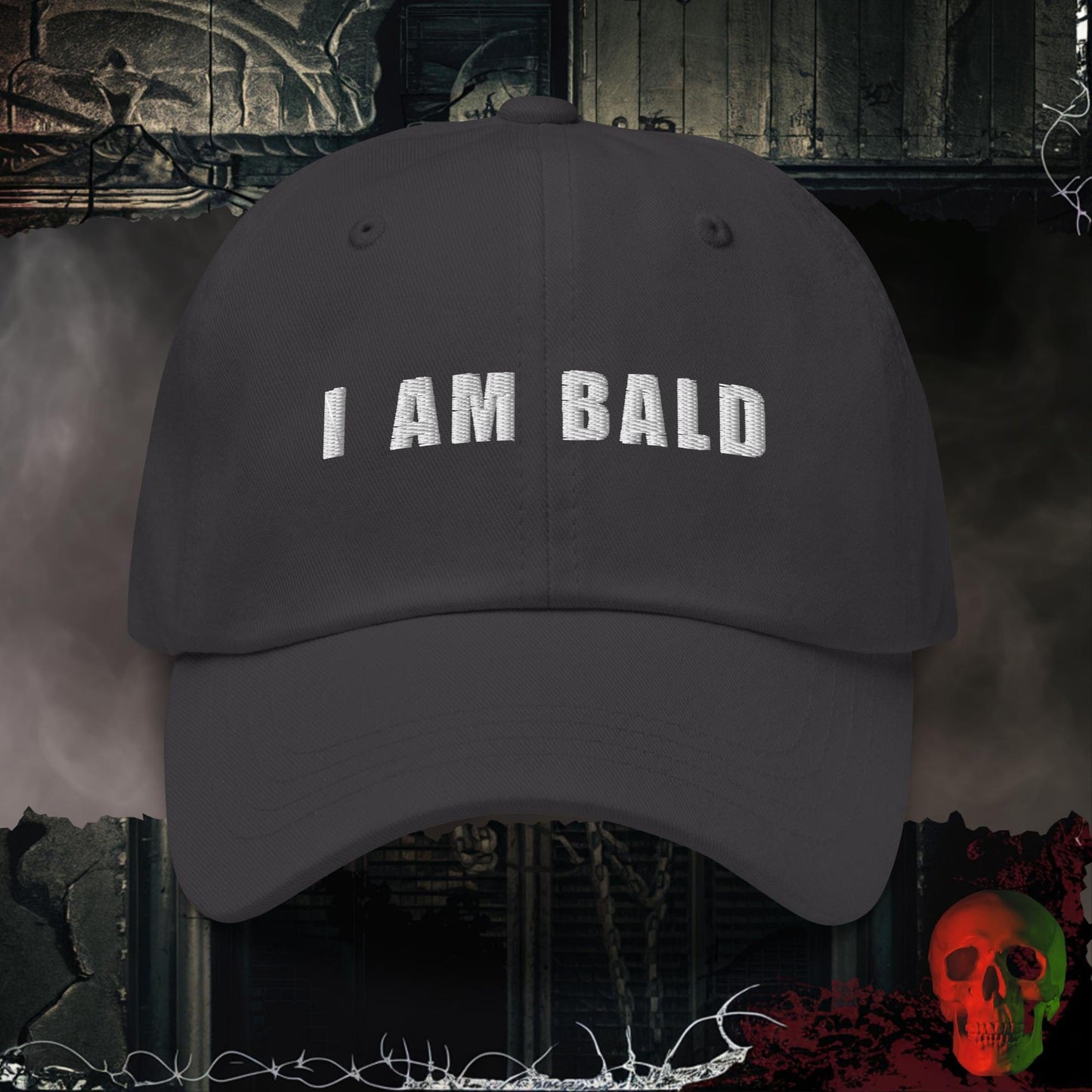 Hats Dark Grey I Am Bald Embroidered Hat