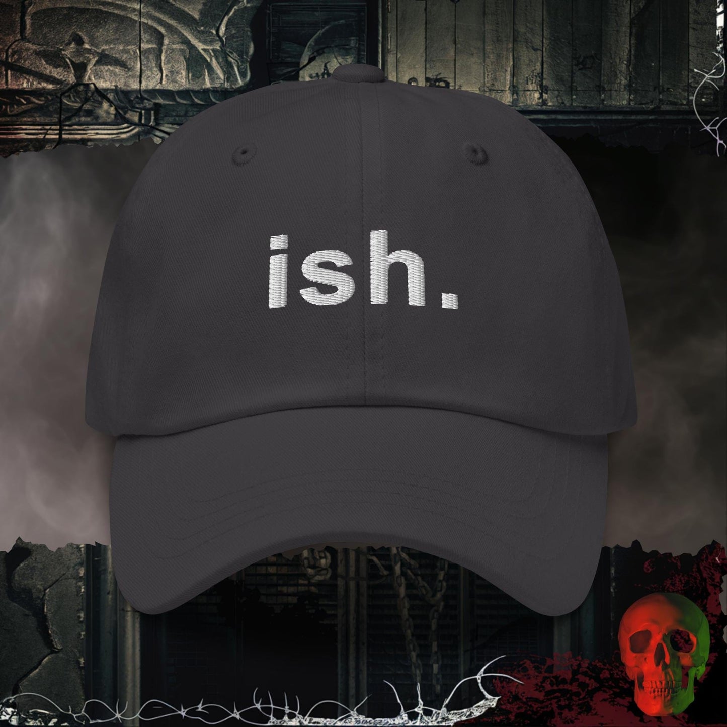 Hats Dark Grey ish. Embroidered Hat