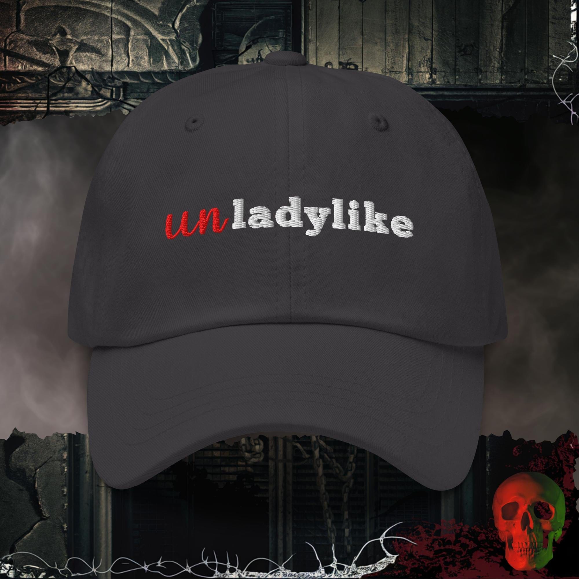 Hats Dark Grey Maybe Unladylike Embroidered Hat