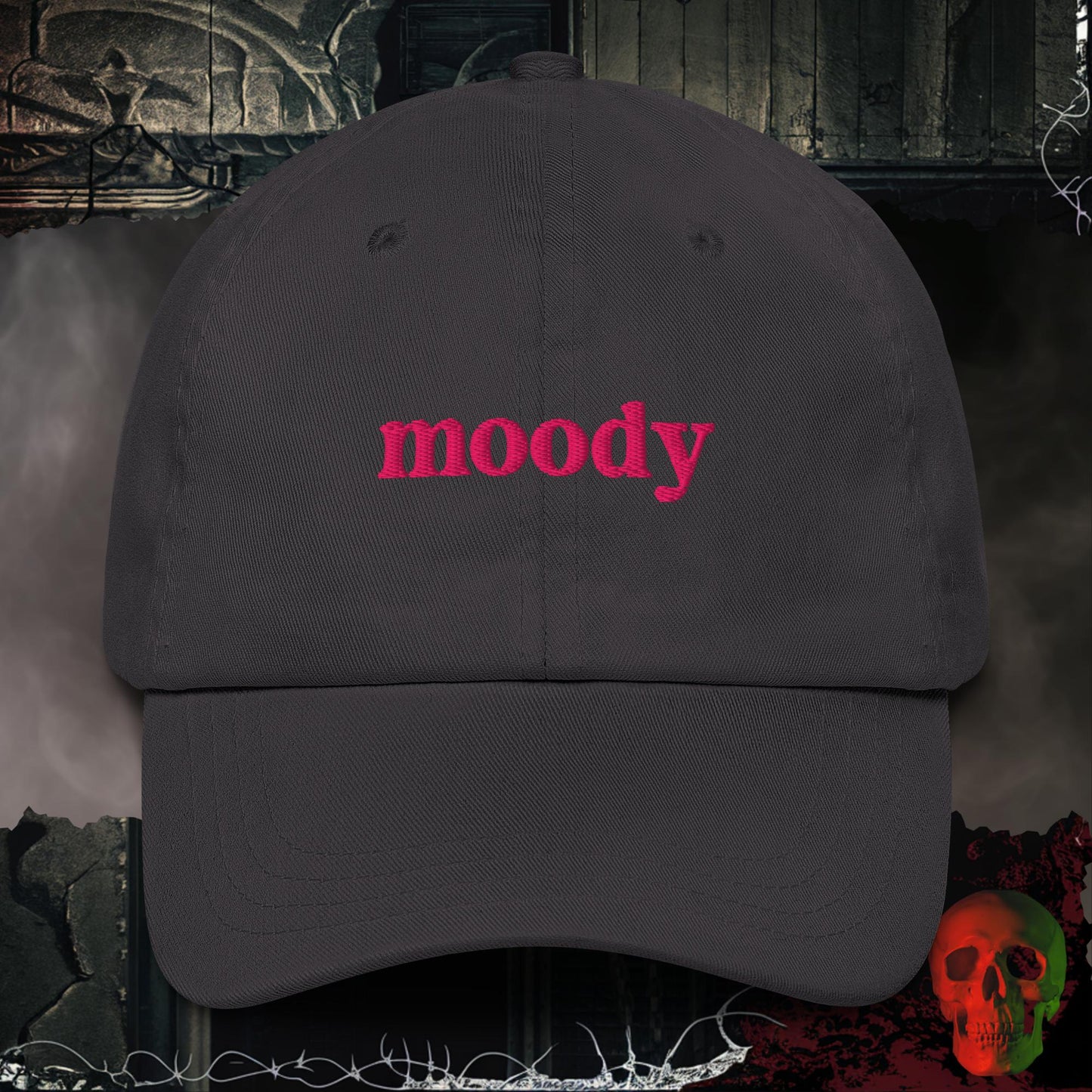 Hats Dark Grey Moody Embroidered Hat