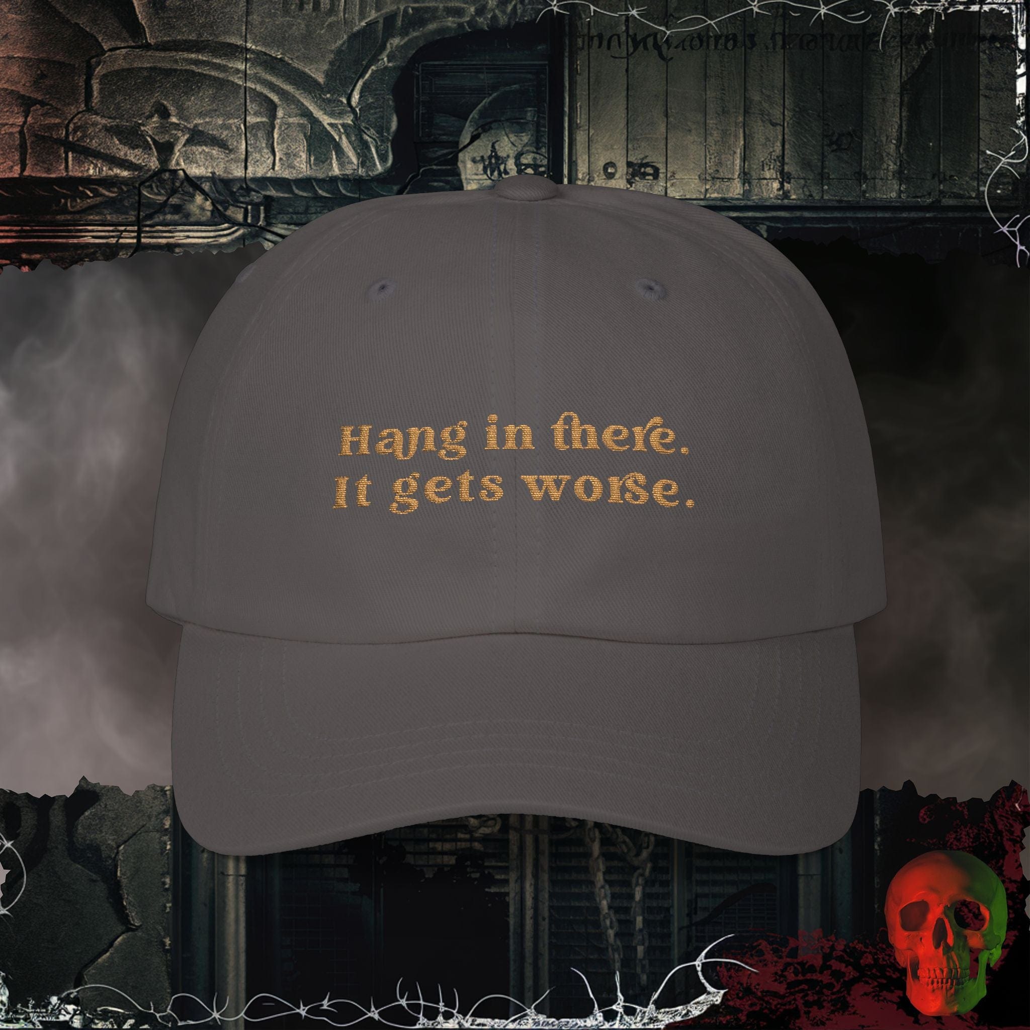 Hats Dark Grey / One size Hang in There Embroidered Hat