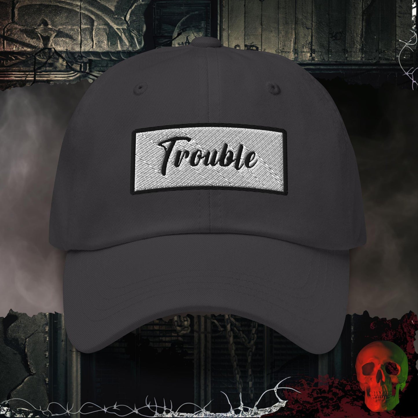 Hats Dark Grey / One size Trouble Embroidered Hat