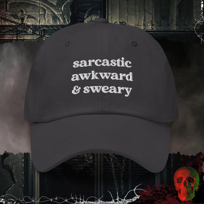 Hats Dark Grey Sarcastic and Sweary Embroidered Hat