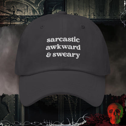 Hats Dark Grey Sarcastic and Sweary Embroidered Hat