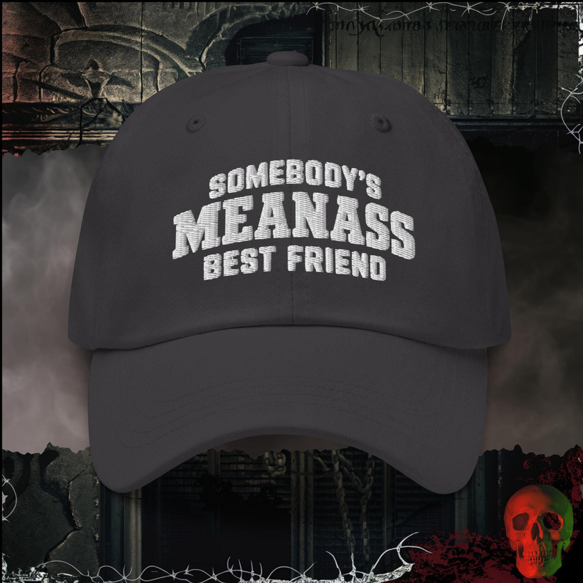 Hats Dark Grey Somebody's Meanass Best Friend Embroidered Hat | Rebel Ink Designs