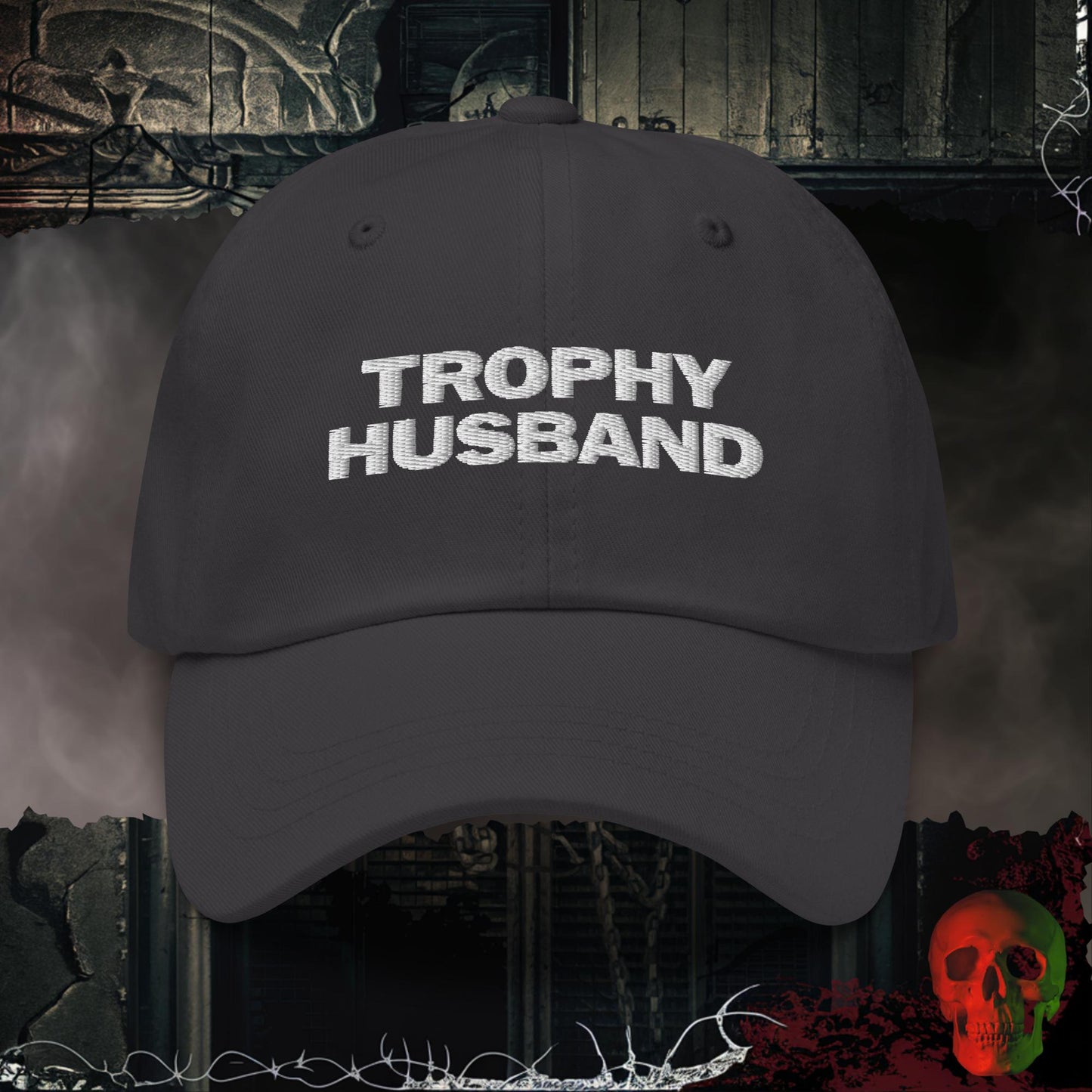 Hats Dark Grey Trophy Husband Embroidered Hat