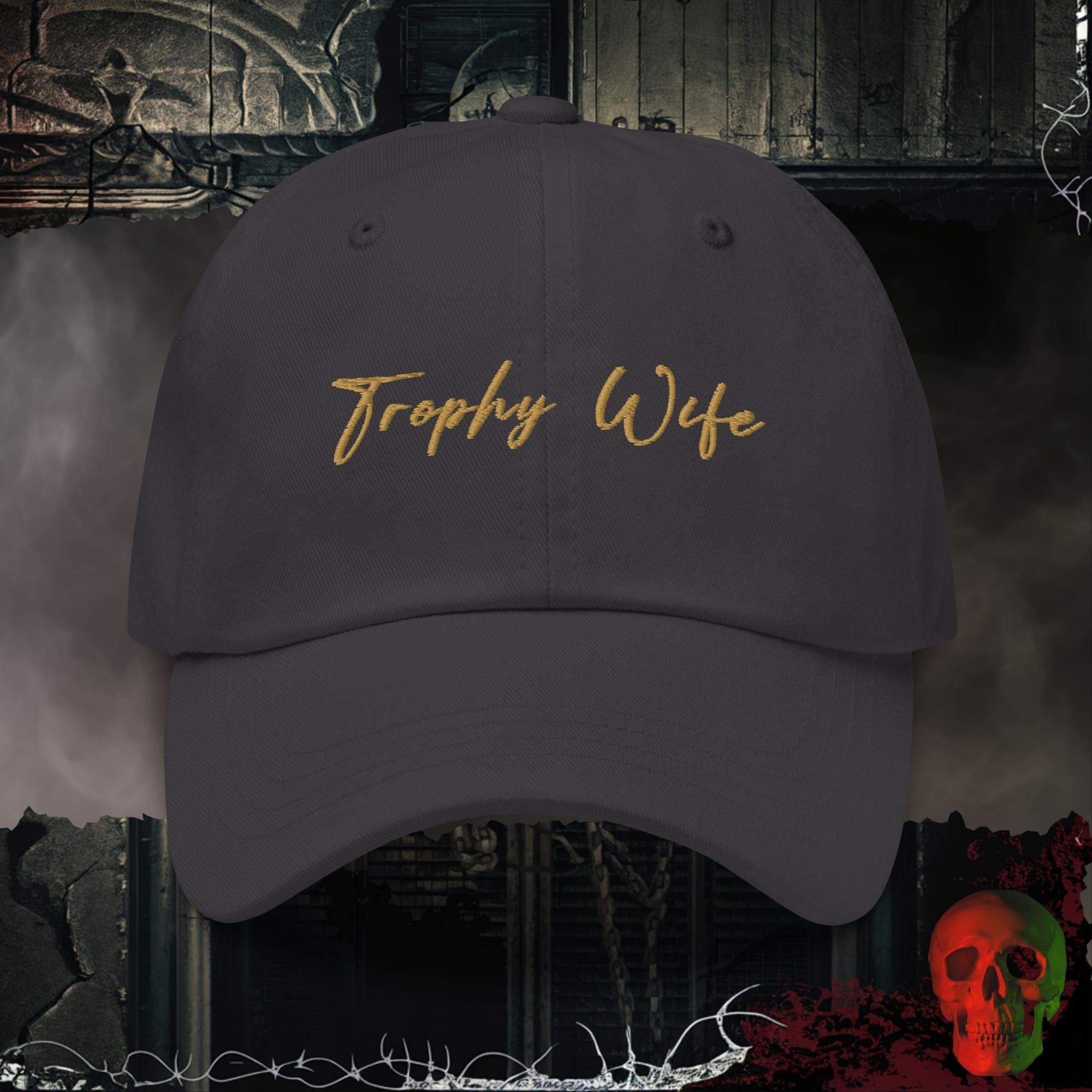 Hats Dark Grey Trophy Wife Embroidered Hat
