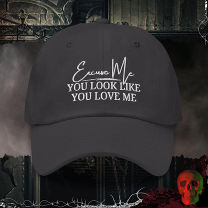 Hats Dark Grey You Look Like You Love Me Embroidered Hat