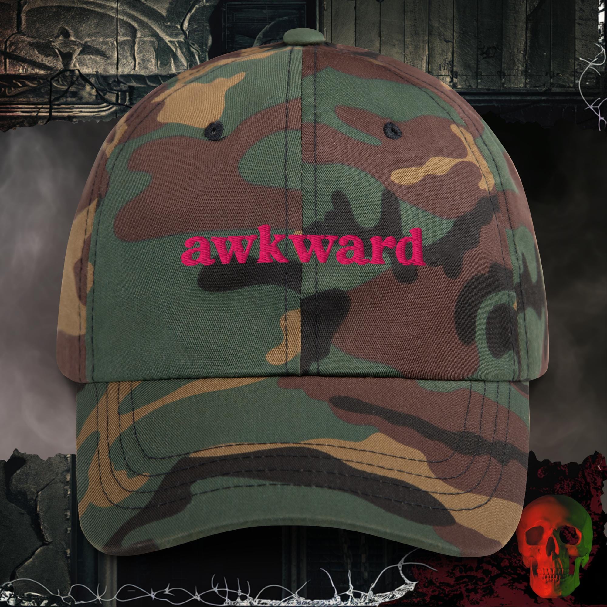 Hats Green Camo Awkward Embroidered Hat