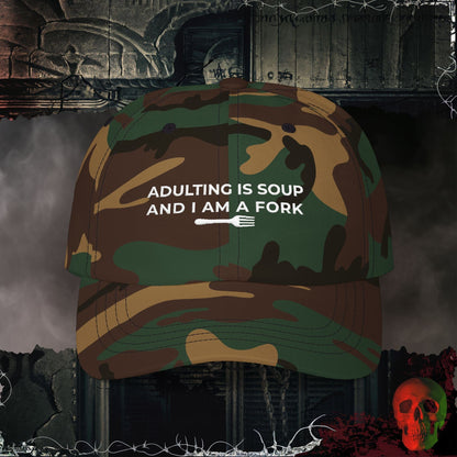 Hats Green Camo / One size Adulting is Soup Embroidered Hat