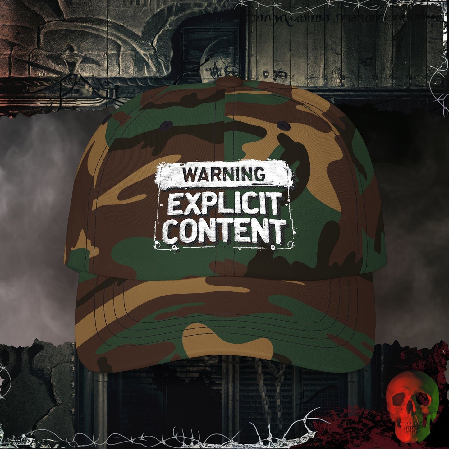 Hats Green Camo / One size Explicit Content Embroidered Hat