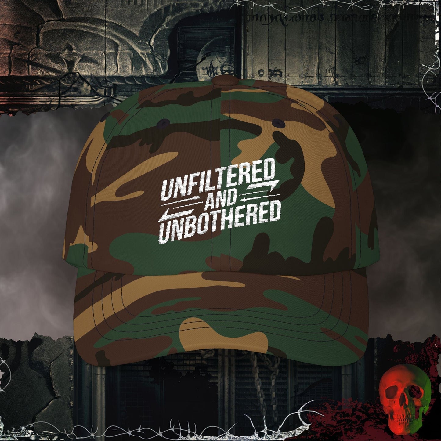 Hats Green Camo / One size Unfiltered, Unbothered Embroidered Hat