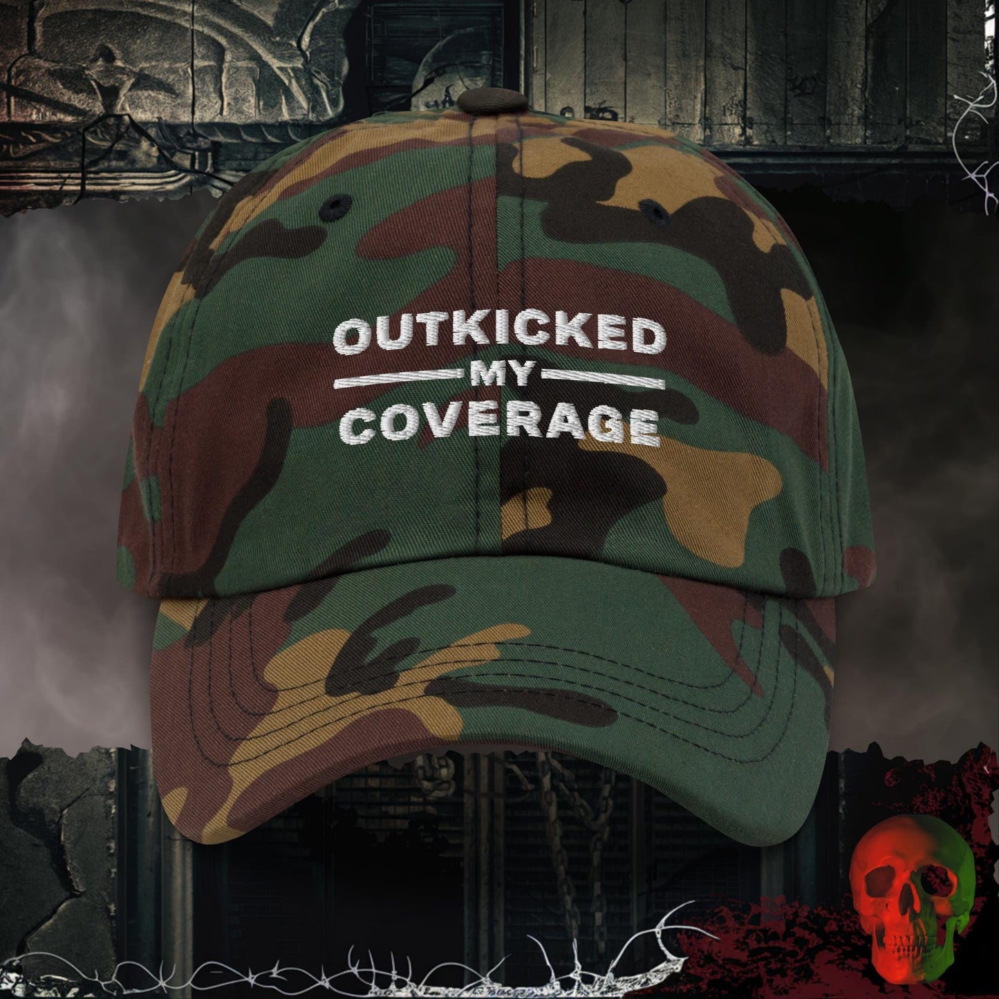 Hats Green Camo Outkicked My Coverage Embroidered Hat