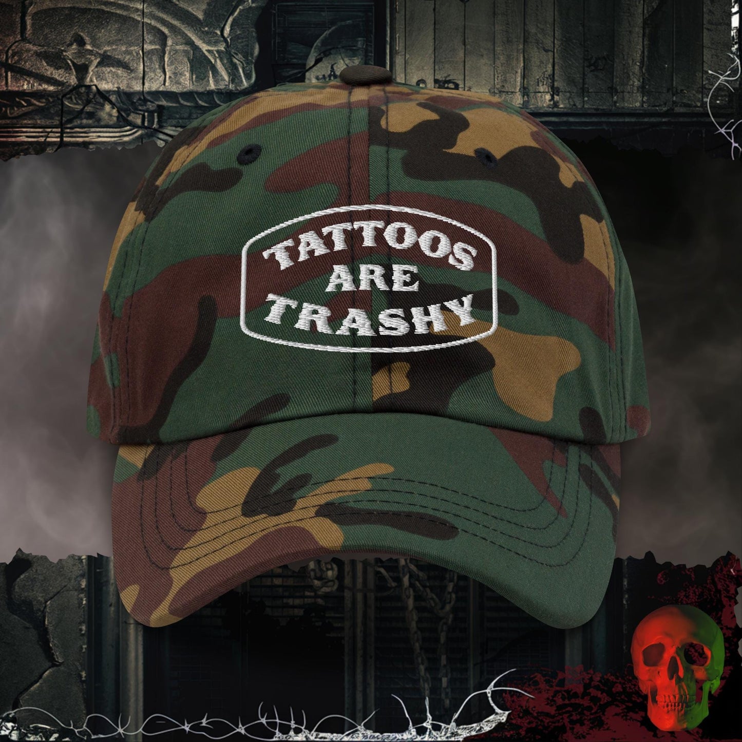Hats Green Camo Tattoos are Trashy Embroidered Hat