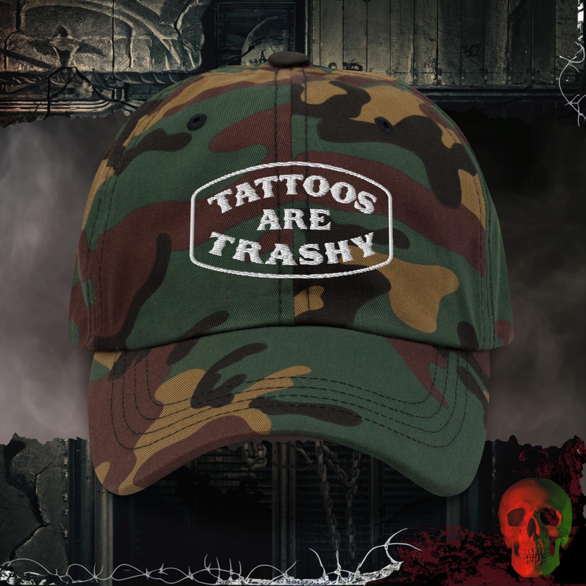 Hats Green Camo Tattoos are Trashy Embroidered Hat