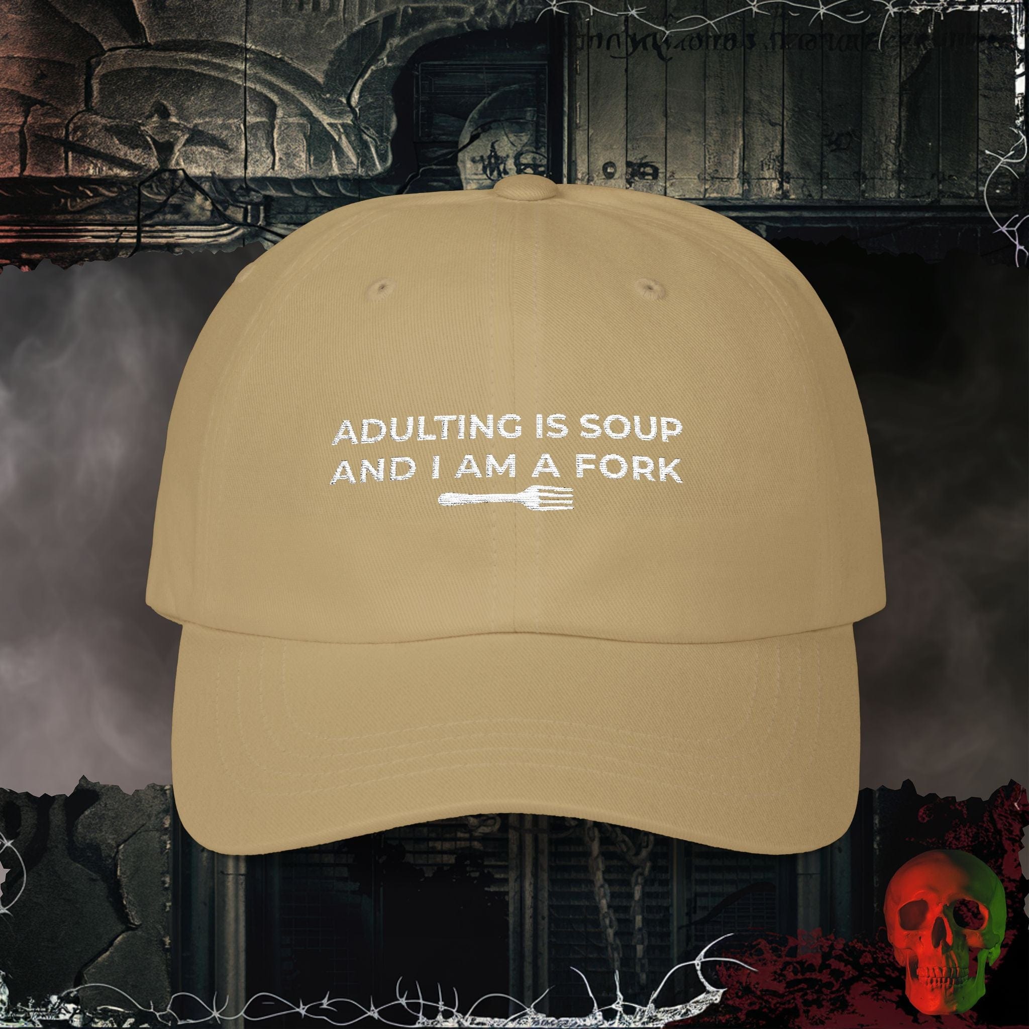 Hats Khaki / One size Adulting is Soup Embroidered Hat