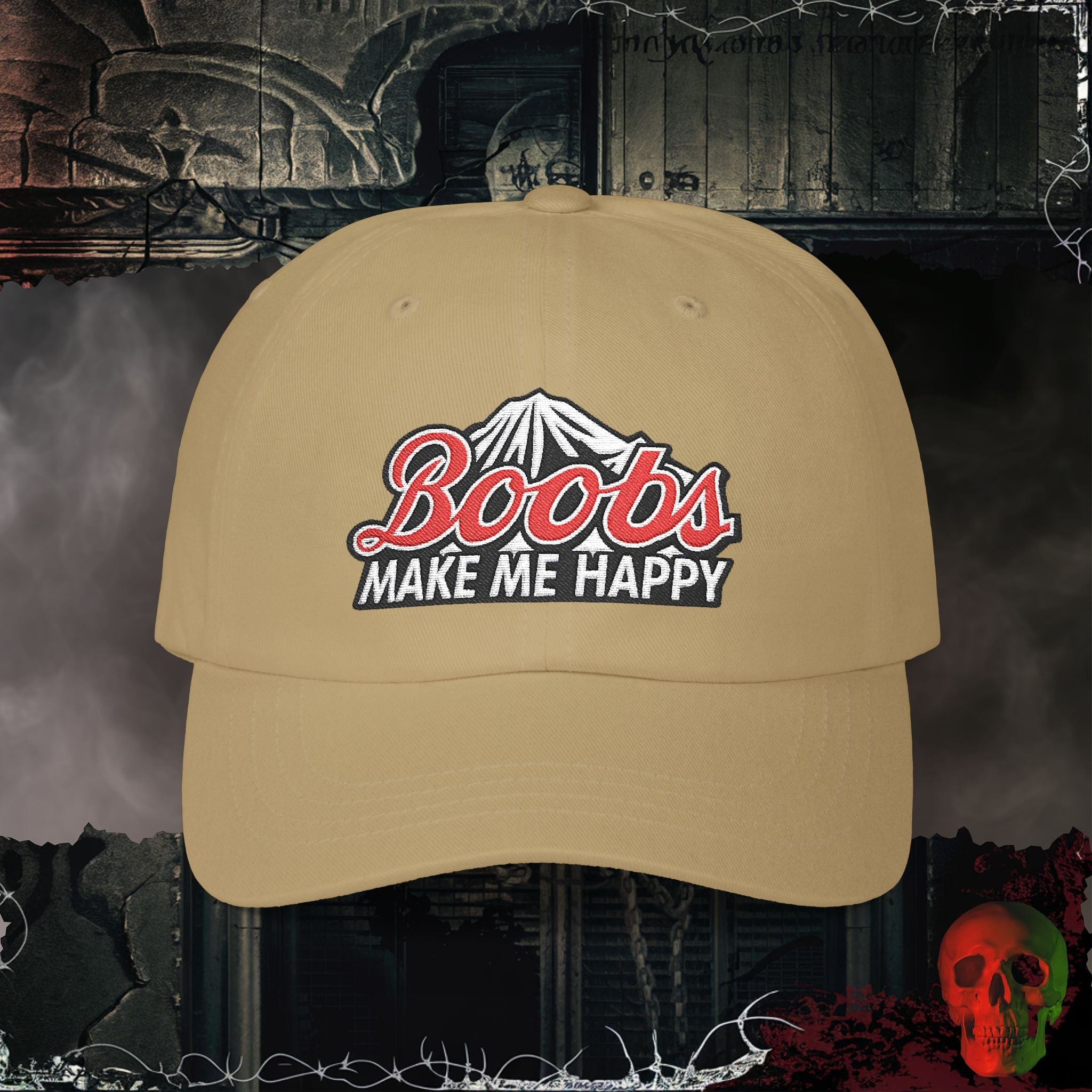 Hats Khaki / One size Boobs Make Me Happy Embroidered Hat