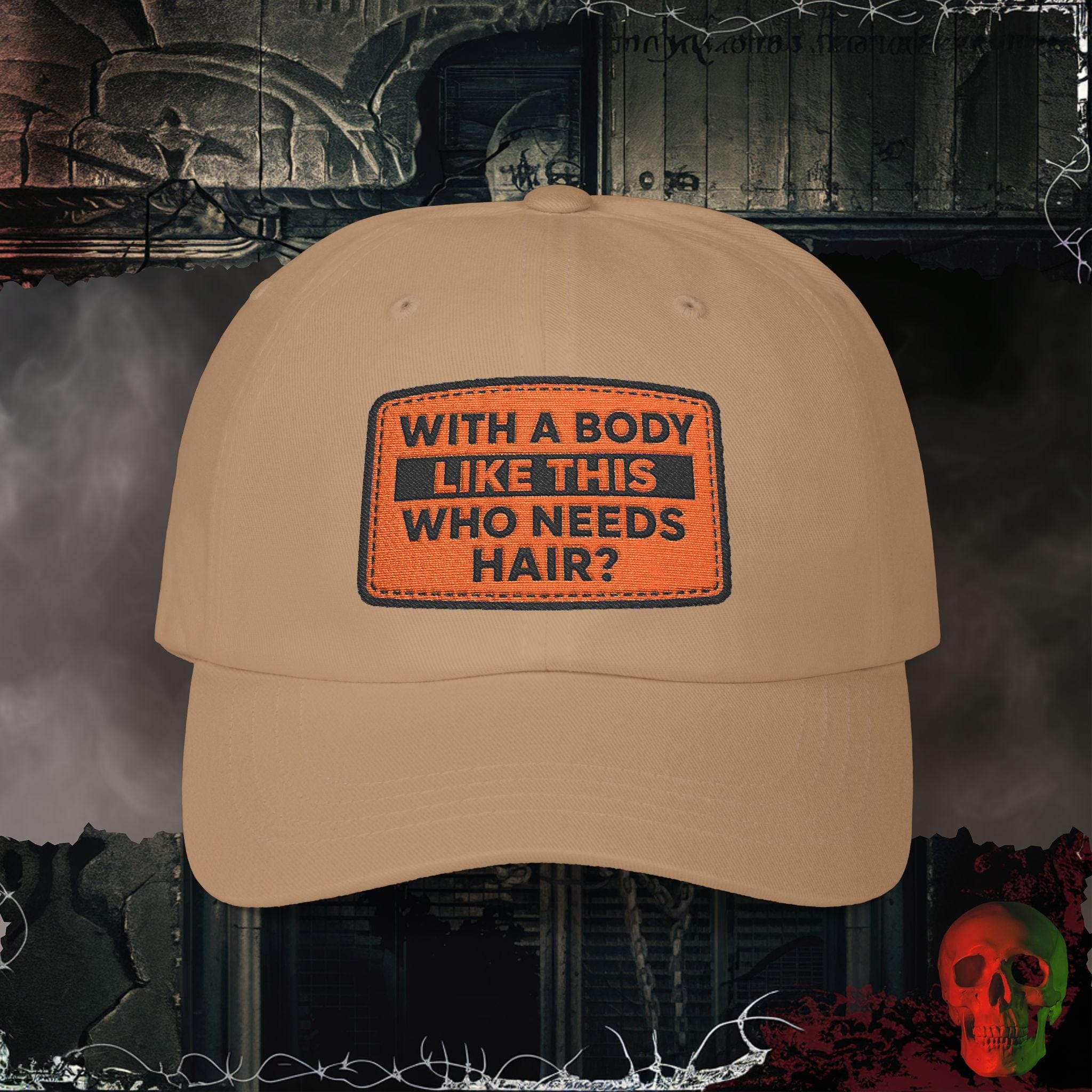 Hats Khaki / One size Who Needs Hair Embroidered Hat