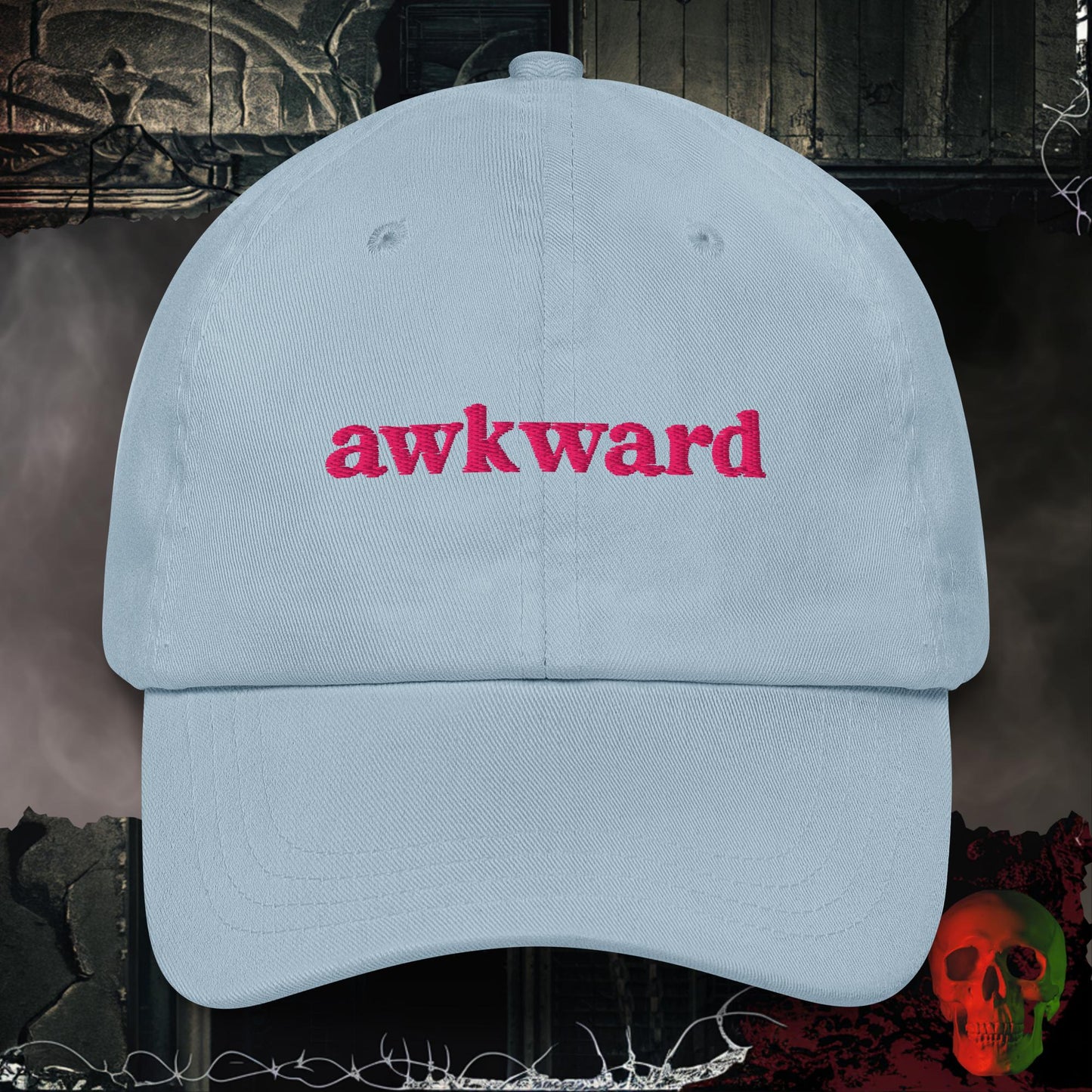 Hats Light Blue Awkward Embroidered Hat