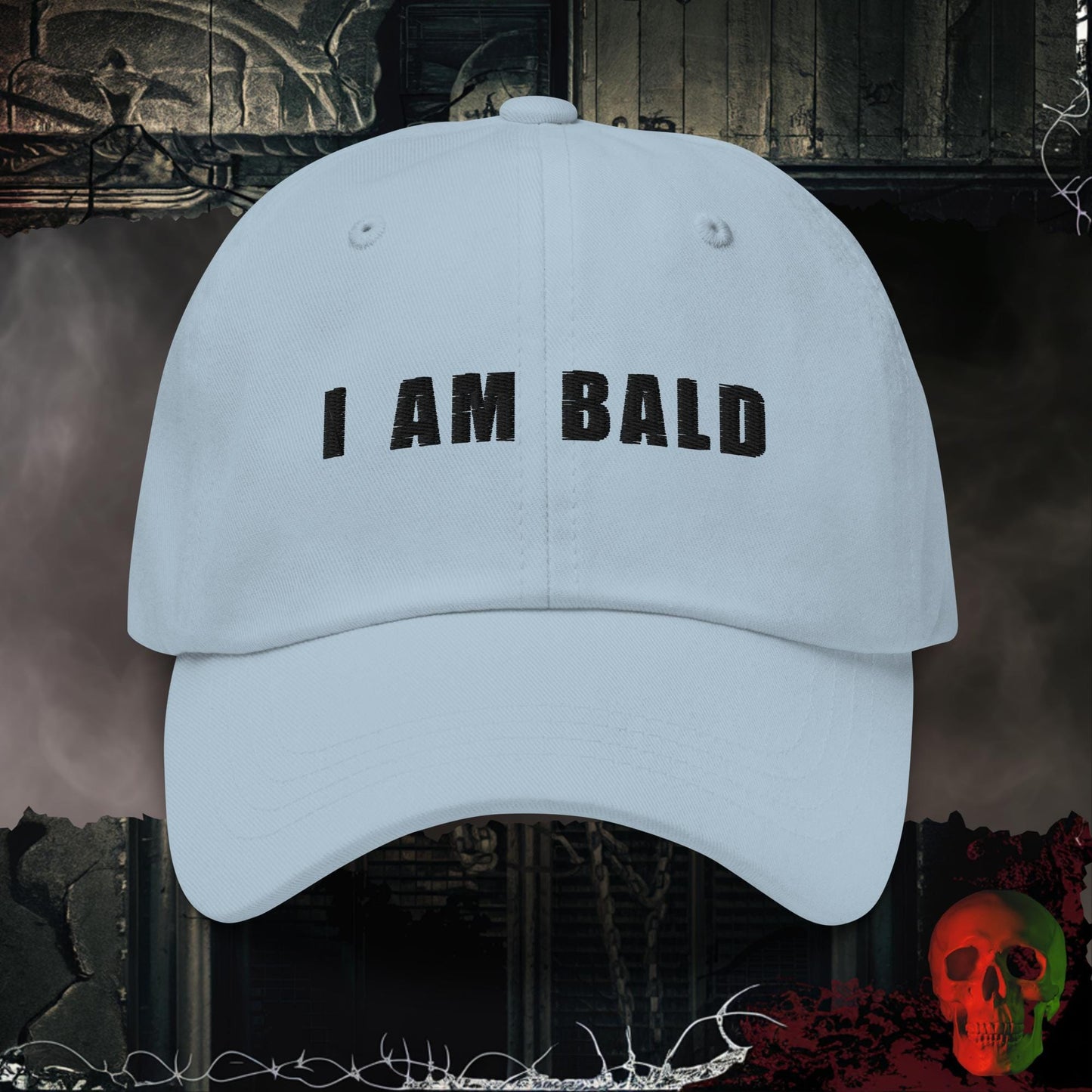 Hats Light Blue I Am Bald Embroidered Hat