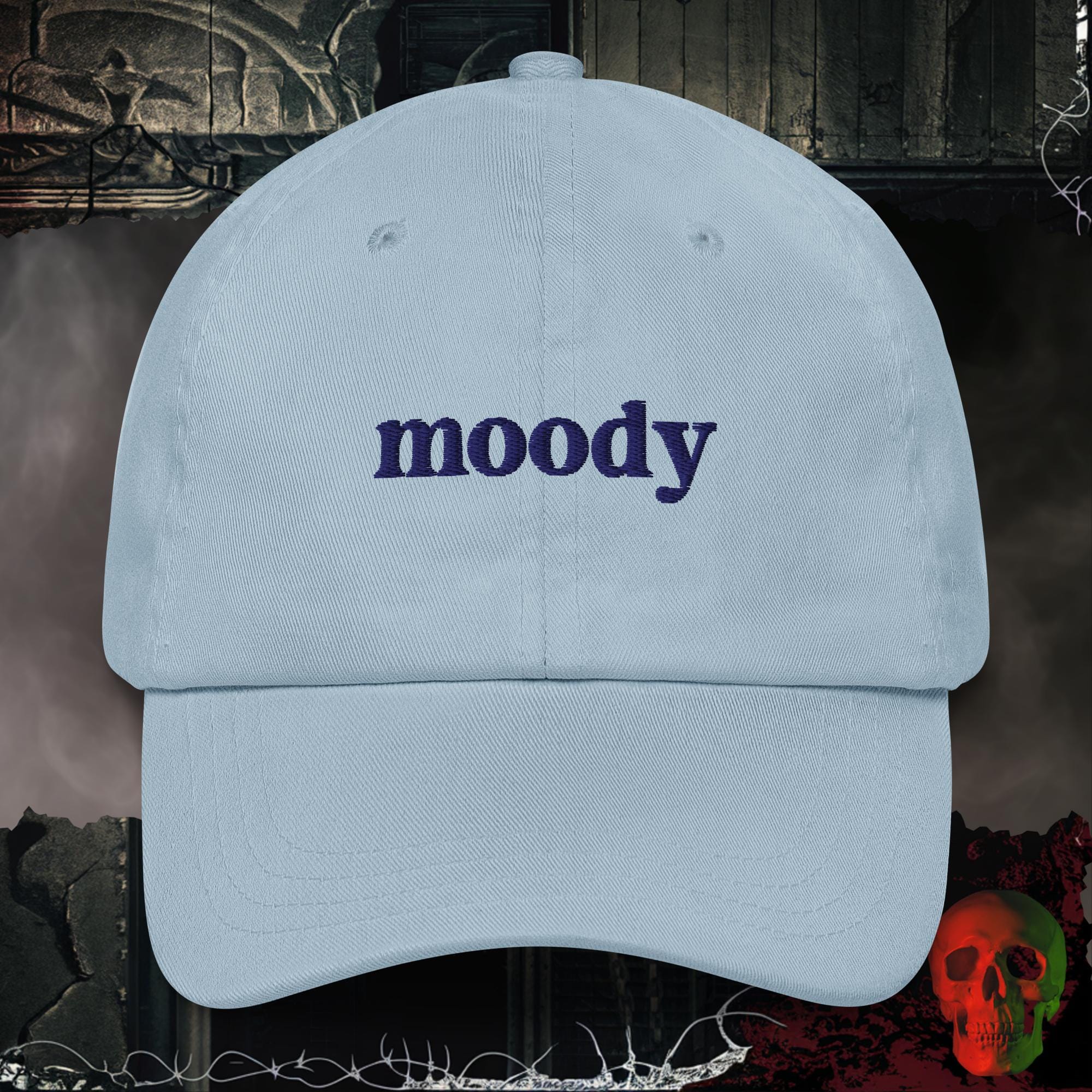 Hats Light Blue Moody Embroidered Hat