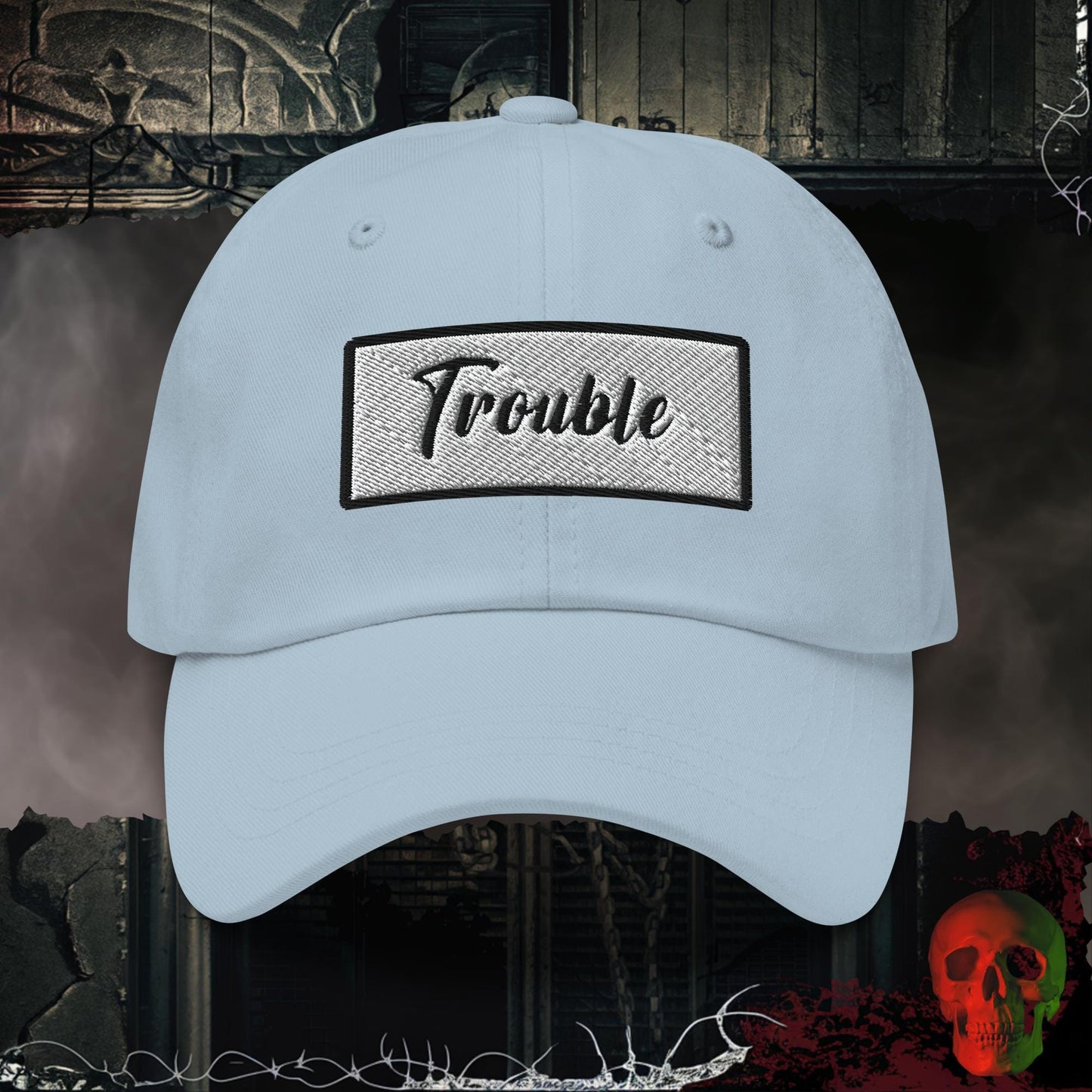 Hats Light Blue / One size Trouble Embroidered Hat