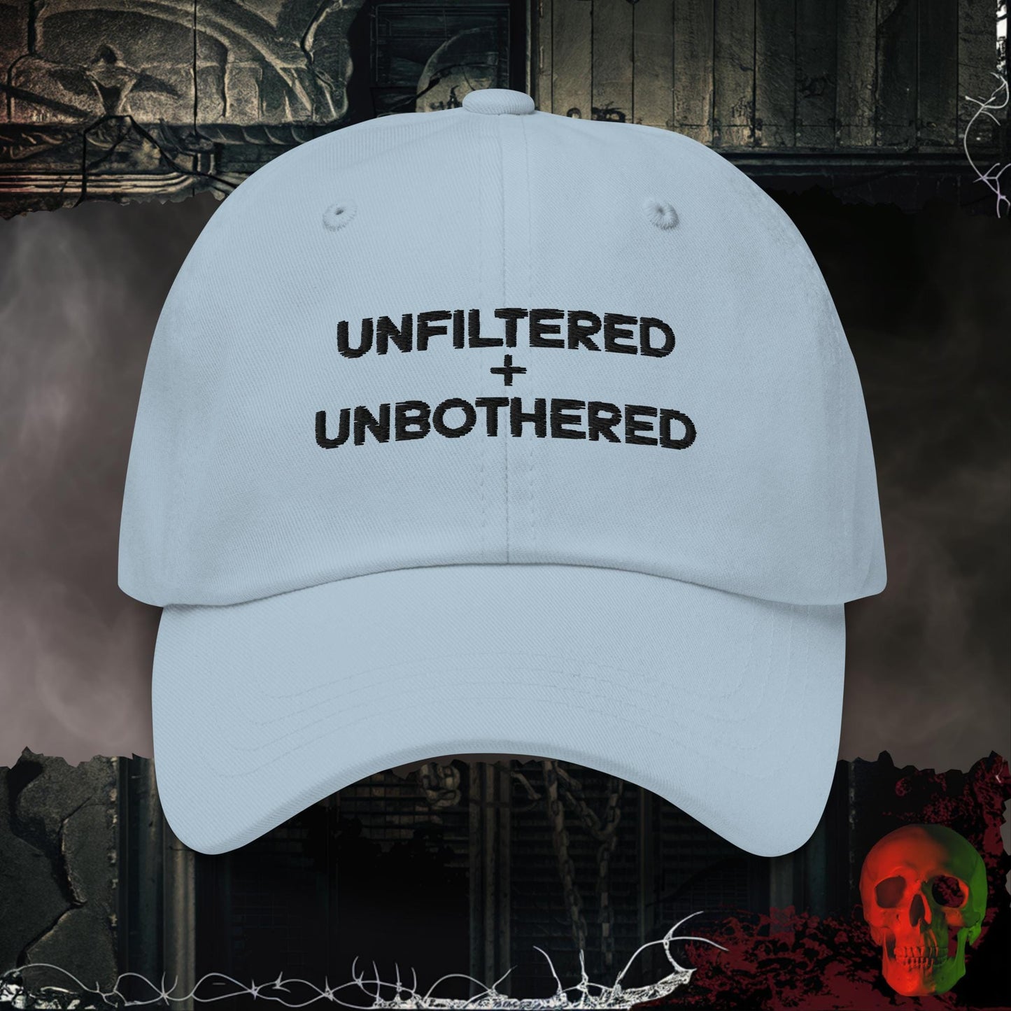 Hats Light Blue Unfiltered + Unbothered Embroidered Hat