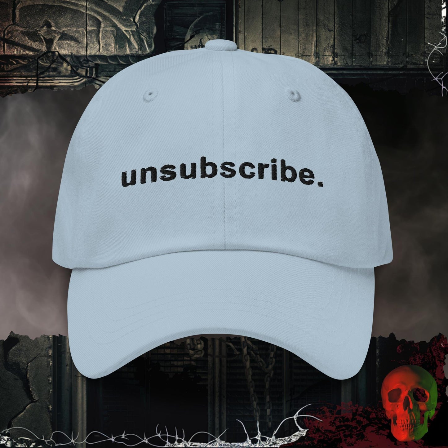 Hats Light Blue unsubscribe. Embroidered Hat