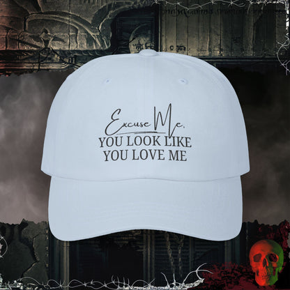 Hats Light Blue You Look Like You Love Me Embroidered Hat