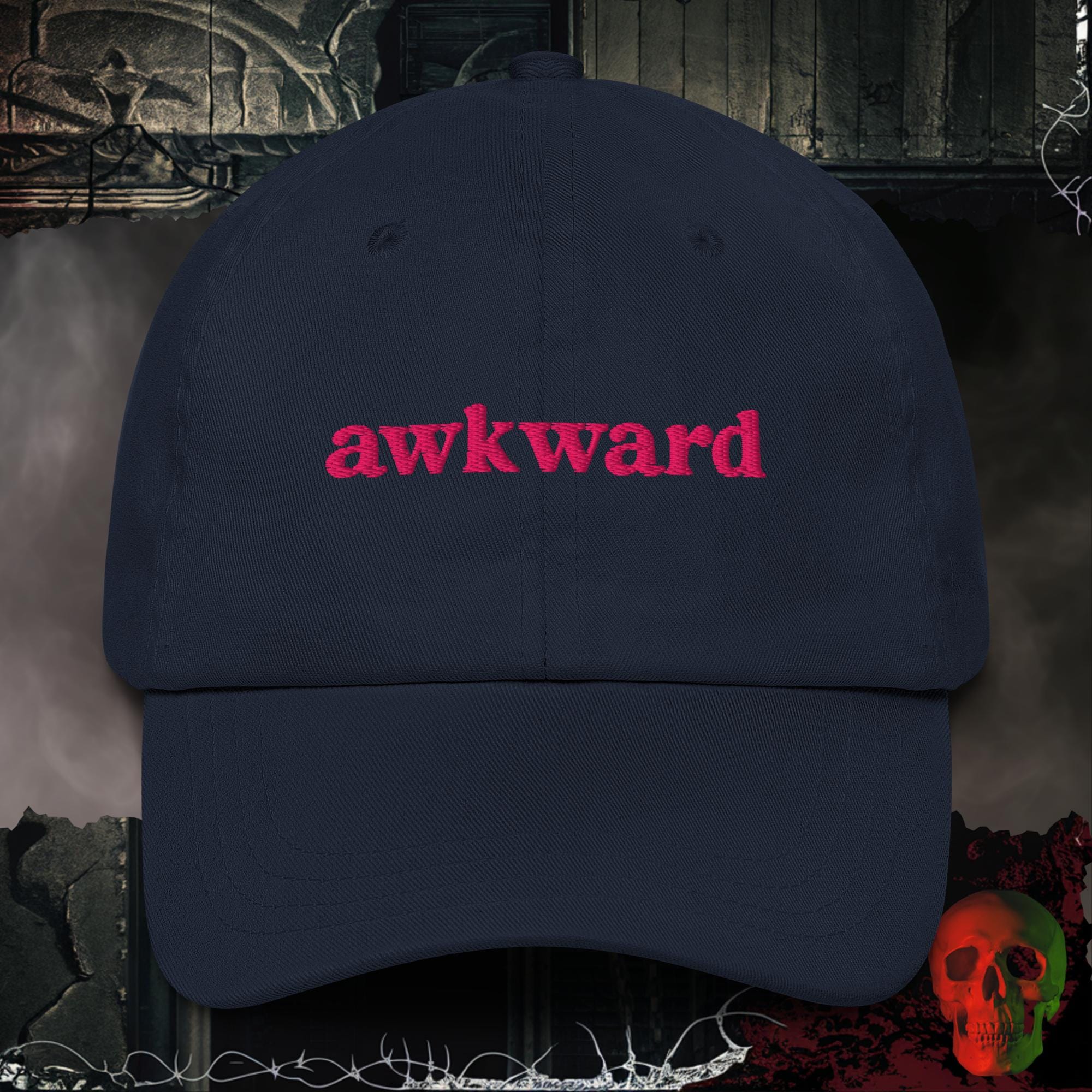 Hats Navy Awkward Embroidered Hat