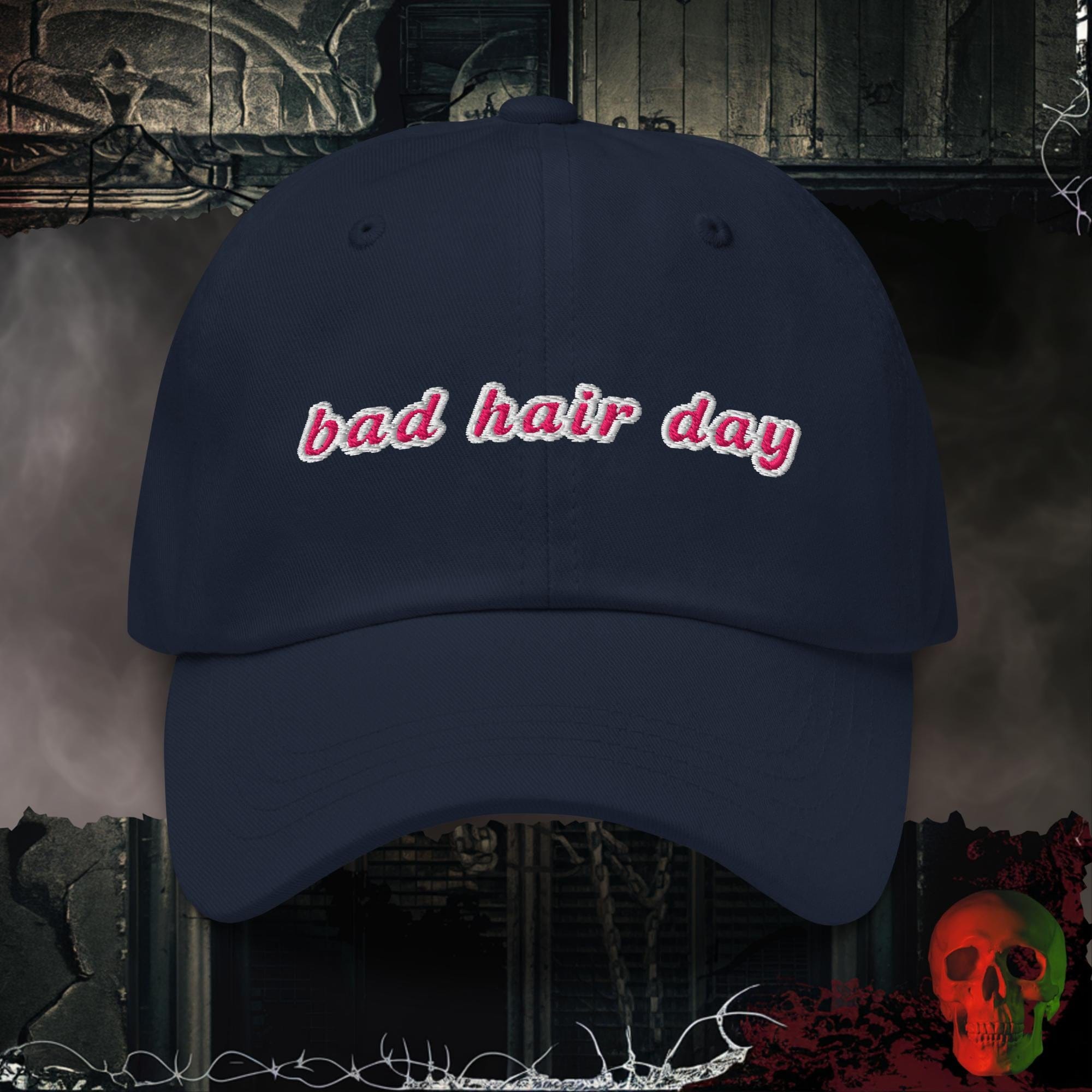 Hats Navy Bad Hair Day Embroidered Hat